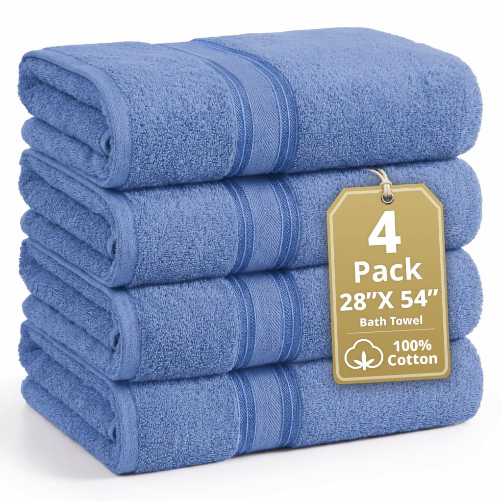 LANE LINEN Bathroom Towels Set of 18 – Zero Twist, 100% Mercerized Cotton Towel, 6 Bath, 6 Handtowel & 6 Washcloths, Luxury Hotel Design, Perfect for Salon & Guests, Machine Washable – Cerulean Blue