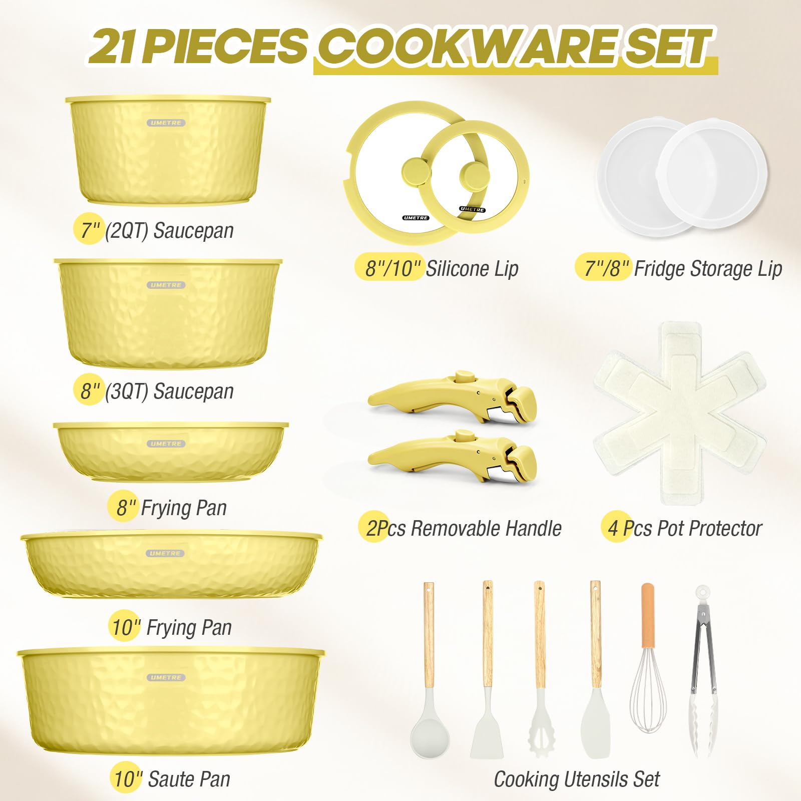 pots and Pans Set, Ceramic Nonstick Cookware Set Detachable Handle, Induction Kitchen Cookware Sets with Removable Handle, Non Stick RV Cookware Set, Dishwasher ＆ Oven Safe