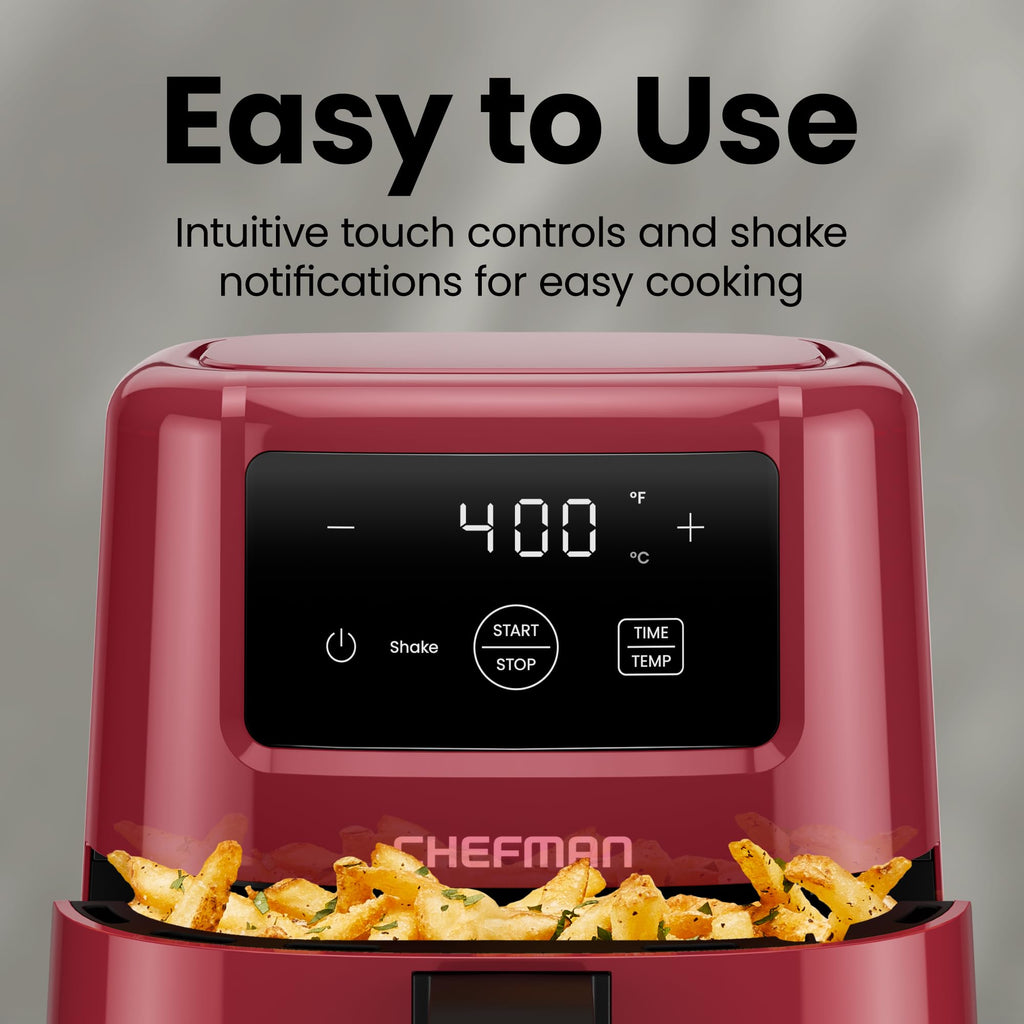CHEFMAN 2 Qt Mini Air Fryer – Digital Space-Saving Compact Air Fryer with Nonstick and Dishwasher Safe Basket, Quick & Easy Meals in Minutes, Features Digital Timer and Shake Reminder – Black