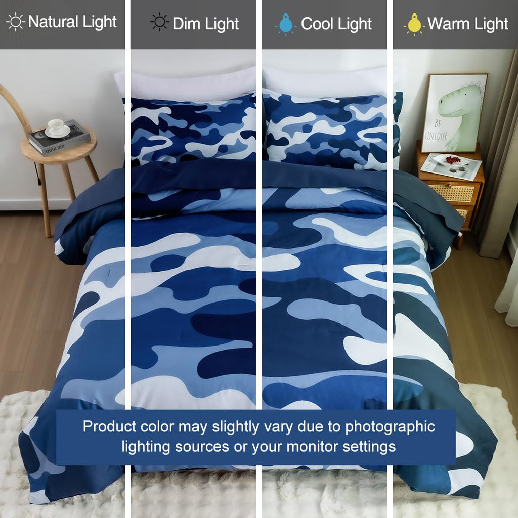 Holawakaka Twin Size Camouflage Bedding Comforter Set with Sheets, Boys Girls Men Camo Bed in A Bag 5 Pieces,Kids Teens Dorm Bed Sets Neutral Farmhouse Lodge Cabin Army Bedspread (Red, Twin)