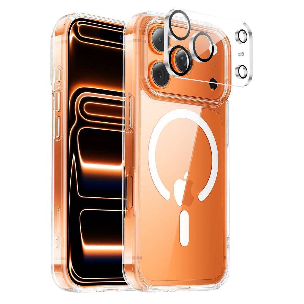 for iPhone 17 Pro Max case with Camera Lens Protector[10Ft Military-Grade Protection] Compatible with fit MagSafe Shockproof Slim Thin Cover case for iPhone 17 Pro Max 6.9 inch, Orange Bumper