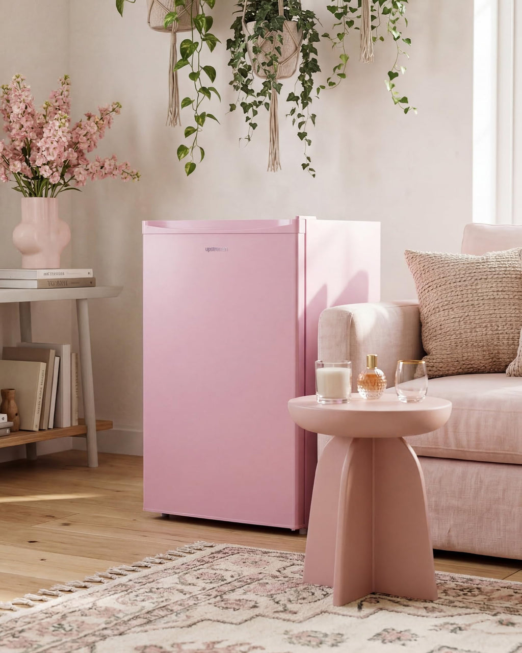 Upstreman 3.2 Cu.Ft Mini Fridge with Freezer, Quiet Efficient Small Fridge, Compact Refrigerator with Adjustable Thermostat, for Dorm, Bedroom, Office, Black-BR321