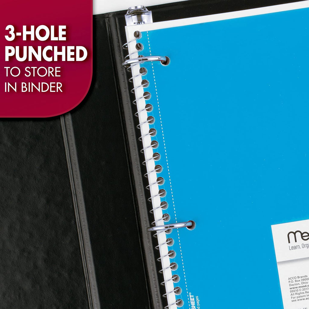 Mead Spiral Notebook, 6 Pack, 1 Subject, Wide Ruled Paper, 7-1/2" x 10-1/2", 70 Sheets per Notebook, Colors Will Vary (930201-ECM25)