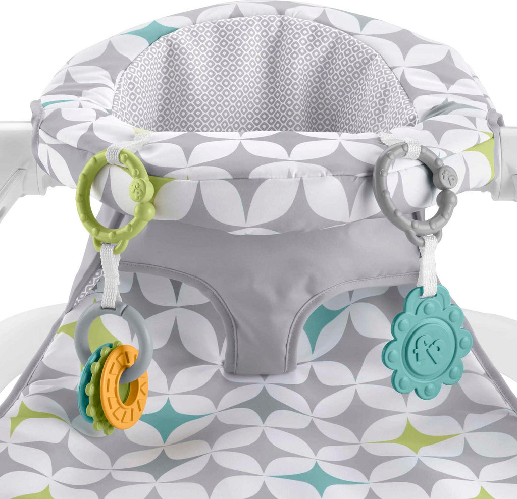 Fisher-Price Portable Baby Chair Sit-Me-Up Floor Seat with Developmental Toys & Machine Washable Seat Pad, Rainbow Showers