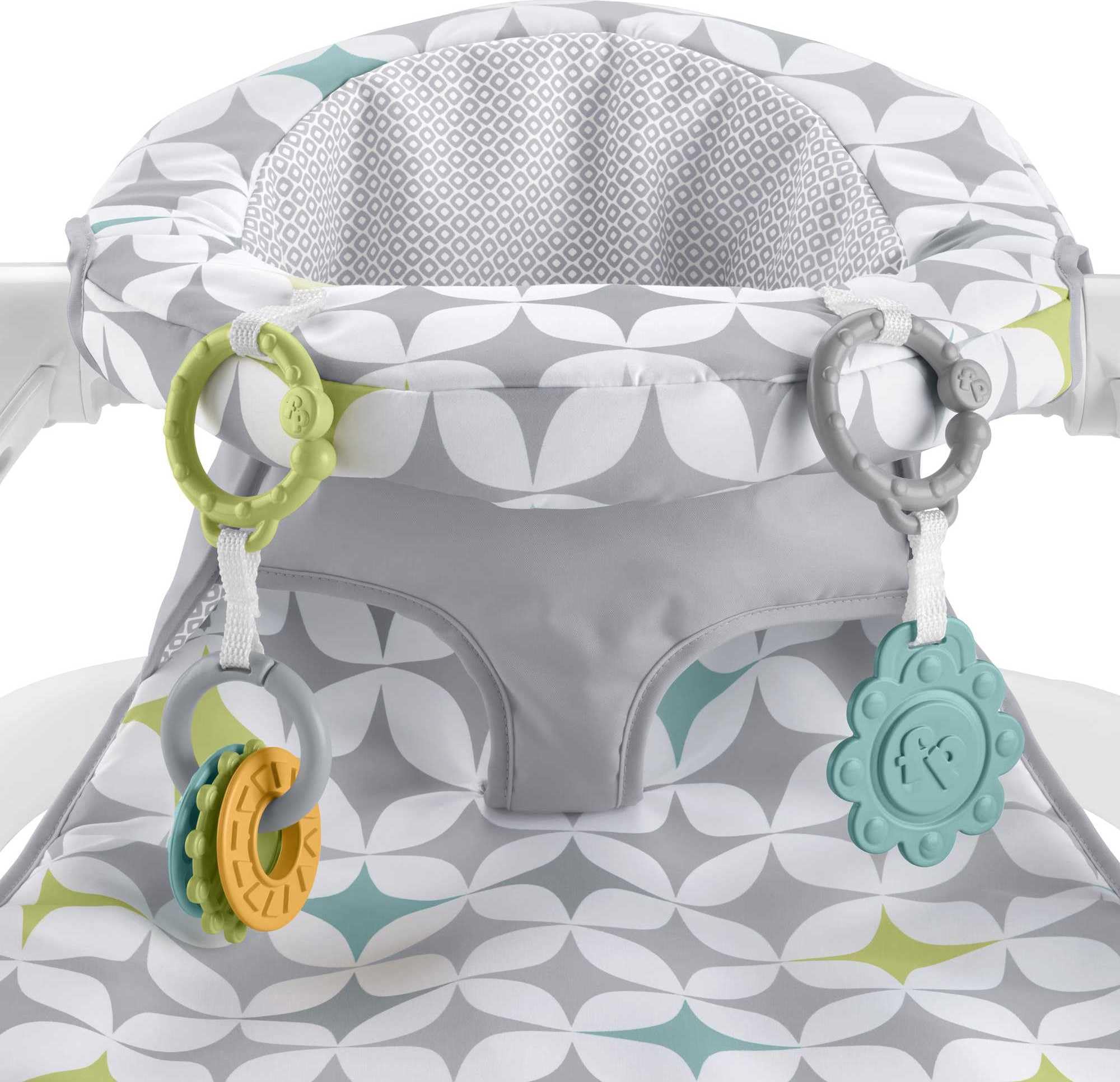 Fisher-Price Portable Baby Chair Sit-Me-Up Floor Seat with Developmental Toys & Machine Washable Seat Pad, Rainbow Showers