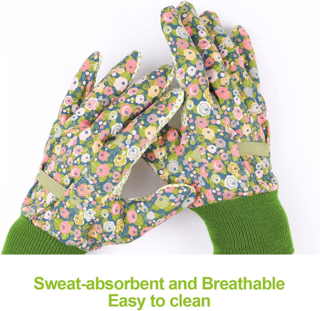 Ainiv Floral Gardening Gloves for Women/Ladies, Non-Slip Garden Work Gloves,Breathable Yard Work Glove Light Working Gloves