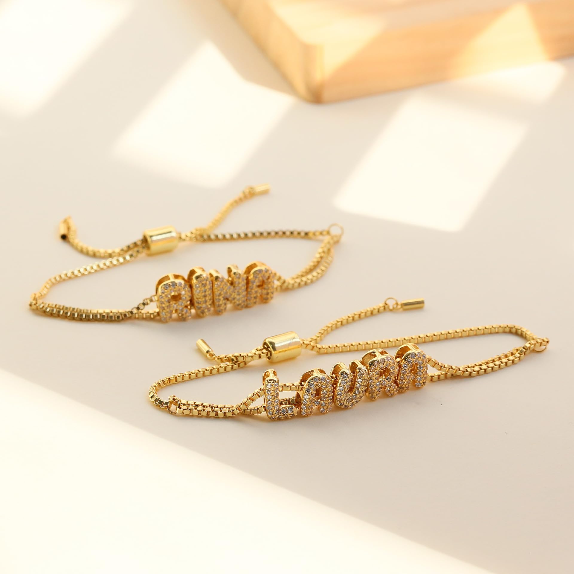 Personalized Name Bracelet for Women | Custom Bubble Letter, Jewelry Gift for Mom, Bridesmaid, Girlfriend