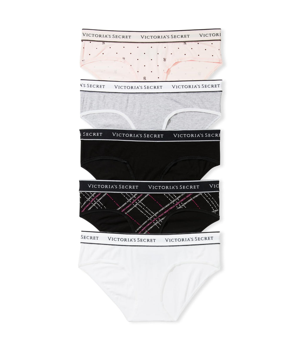Victoria's Secret Women's Cotton Logo Hipster Underwear, Moderate Coverage Panties for Women, Multi Pack (XS-XXL)