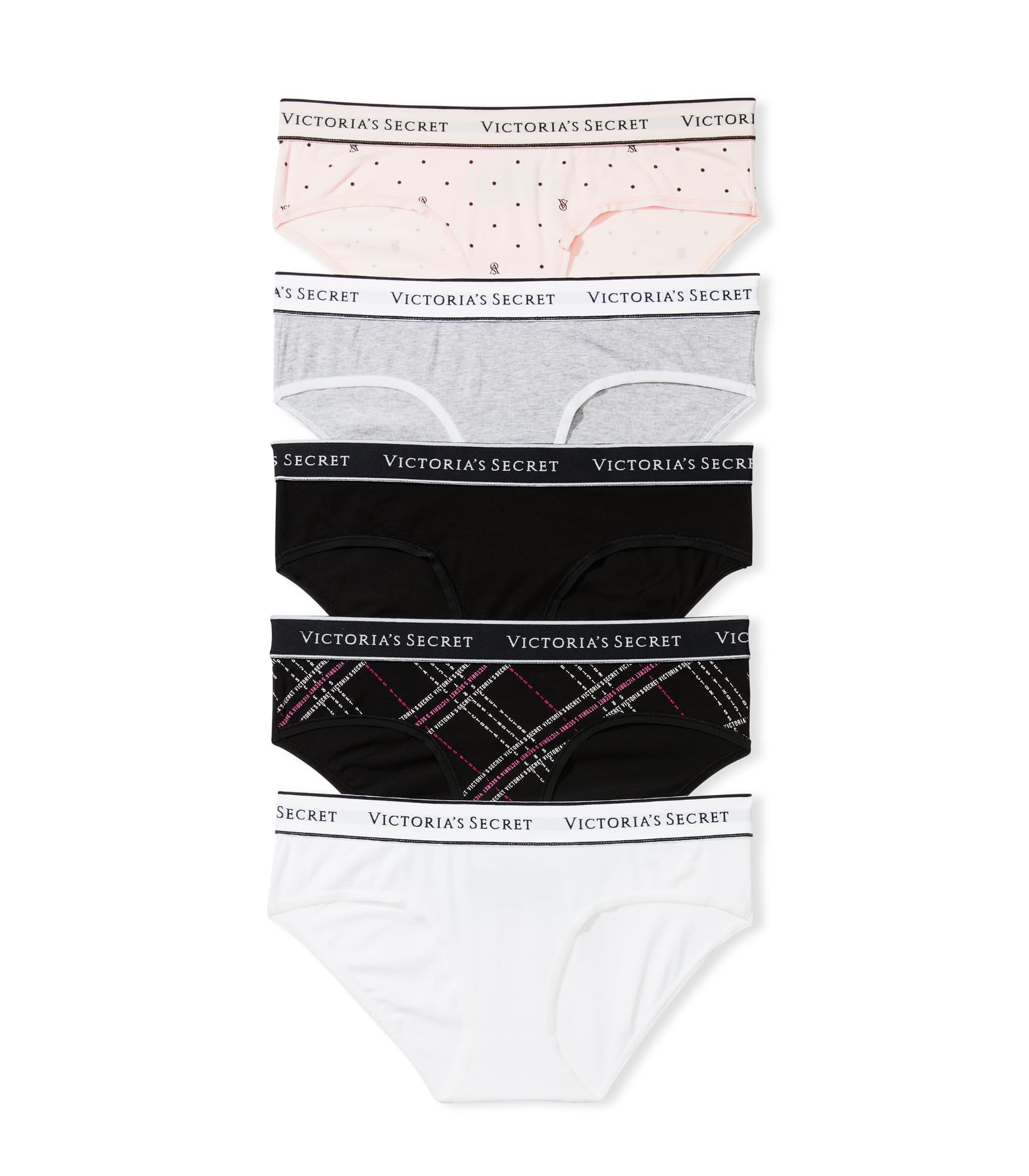 Victoria's Secret Women's Cotton Logo Hipster Underwear, Moderate Coverage Panties for Women, Multi Pack (XS-XXL)
