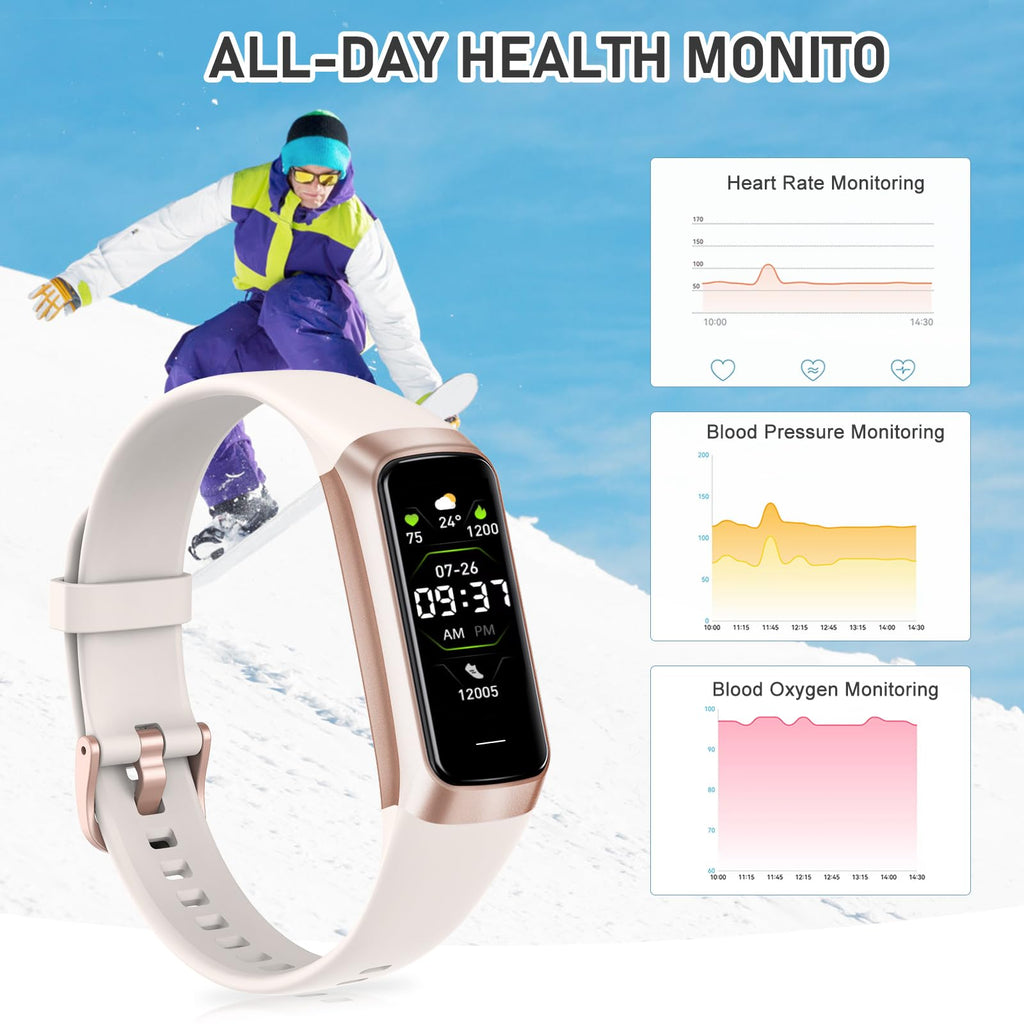Fitness Tracker with 24/7Heart Rate, Blood Pressure, Sleep Tracking, Calorie, Activity Tracker with 1.1" AMOLED Color Screen, Waterproof Step Tracker for Android iPhones Women Men