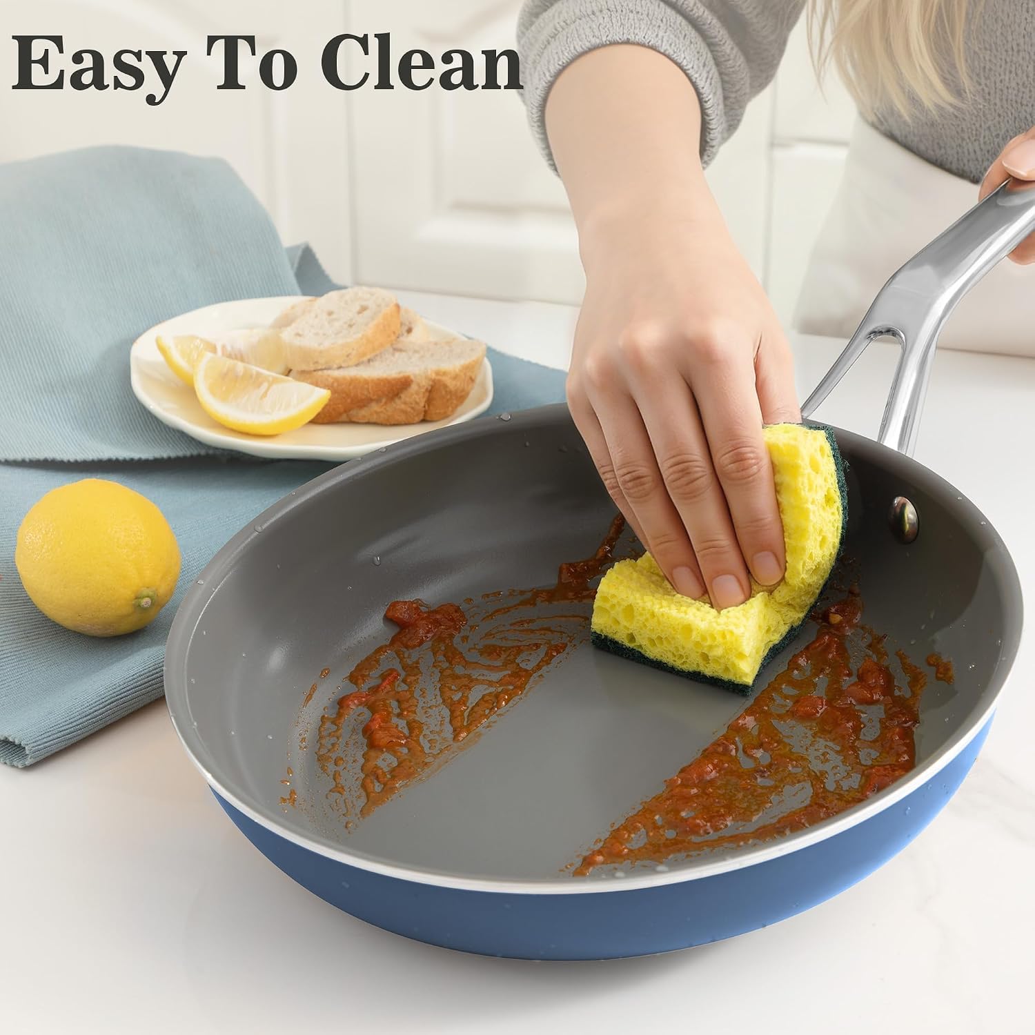 Ceramic Cookware Set, Pots & Pans Set, 10PC for RV and Apartment | Include saucepan, saute pan, stockpot, frying pans, oven safe to 480°F, dishwasher safe, non-toxic PFAS free, induction bases