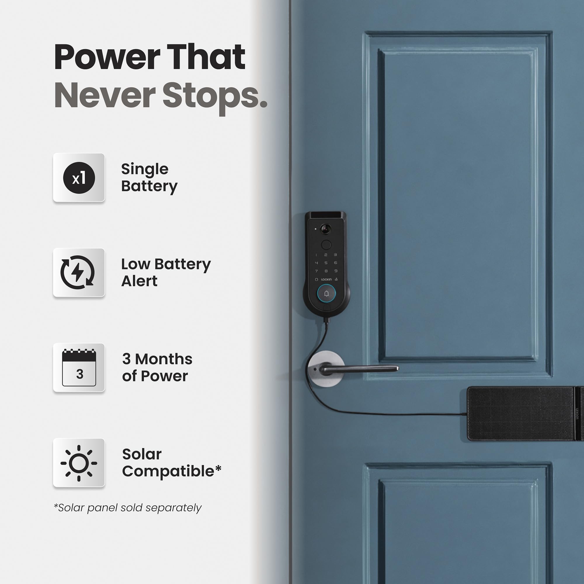 Lockin Venoris Smart Lock - Palm Vein & Fingerprint Keyless Entry Door Lock - 6 Unlock Methods - Built-in WiFi - Smart Home Compatible - No Monthly Subscription - 7-Month Battery Life