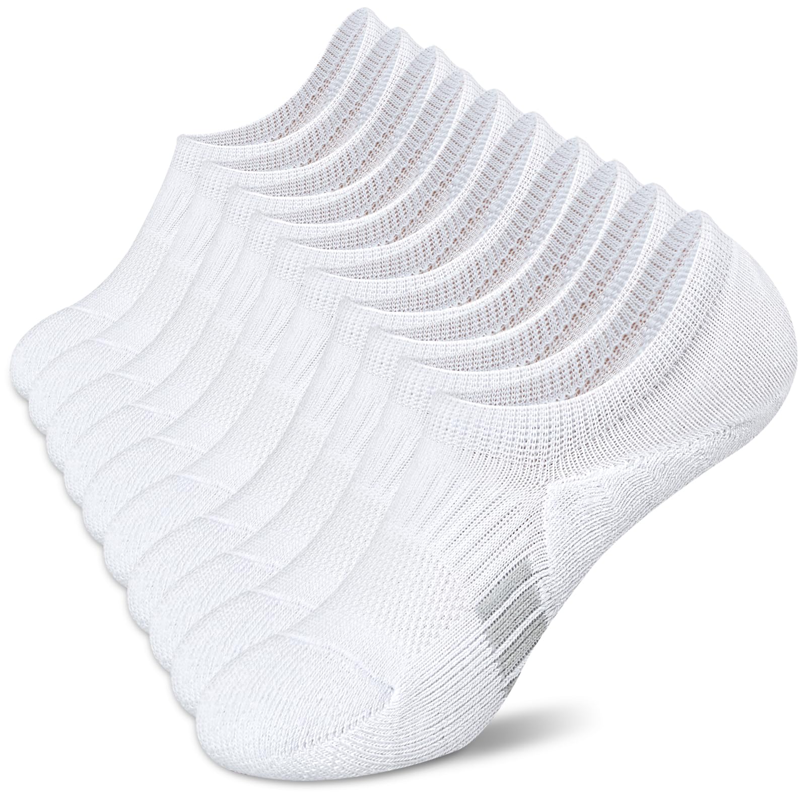 Amutost Womens No Show Socks Anti-Slip Cushioned Breathable 5-10Pairs | Silicone heel grips, Arch compression band, Elastic cuffs, Moisture wicking, Size 6-8/7-9/9-11, Reduces blisters