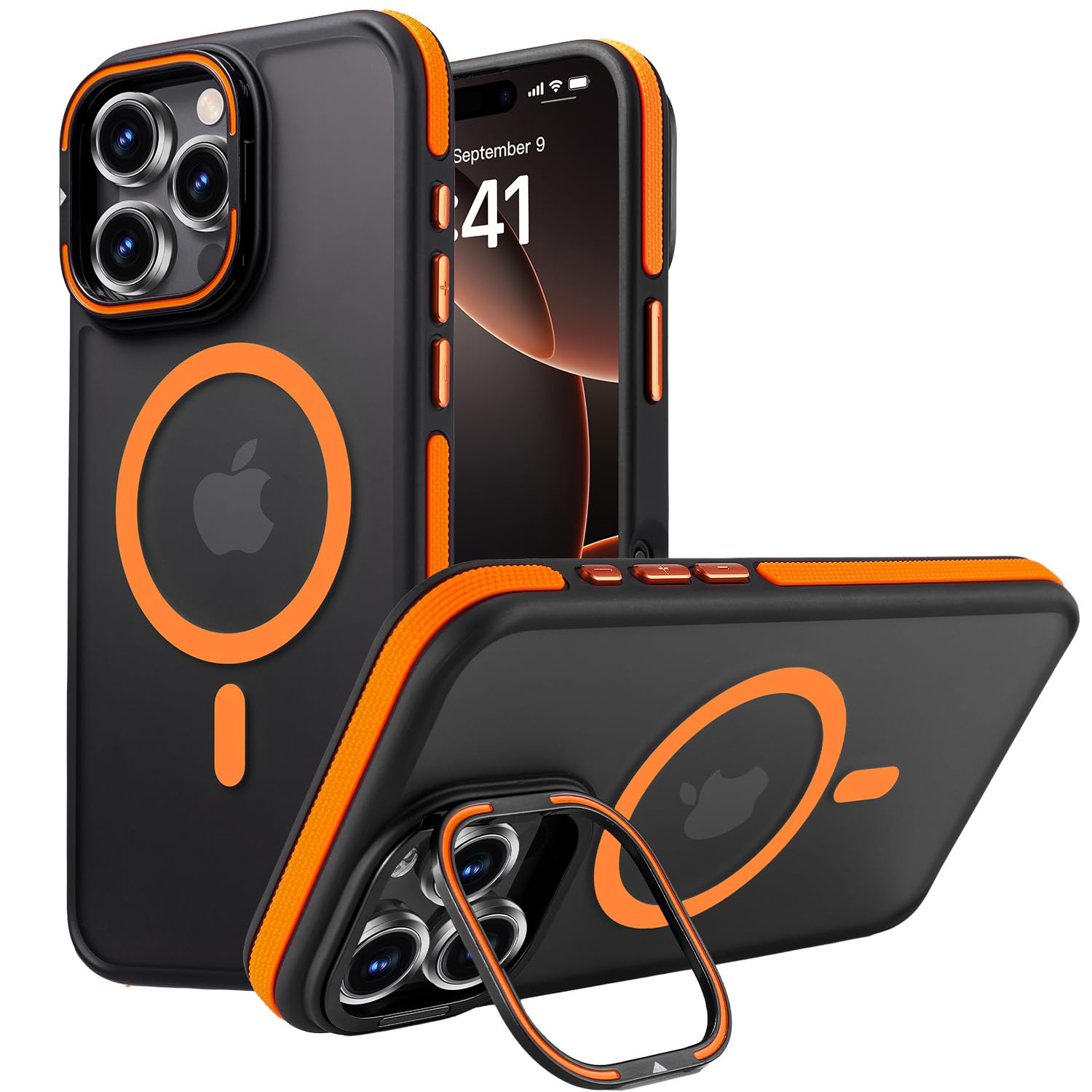 for iPhone 17 Pro Max case with Camera Lens Protector[10Ft Military-Grade Protection] Compatible with fit MagSafe Shockproof Slim Thin Cover case for iPhone 17 Pro Max 6.9 inch, Orange Bumper