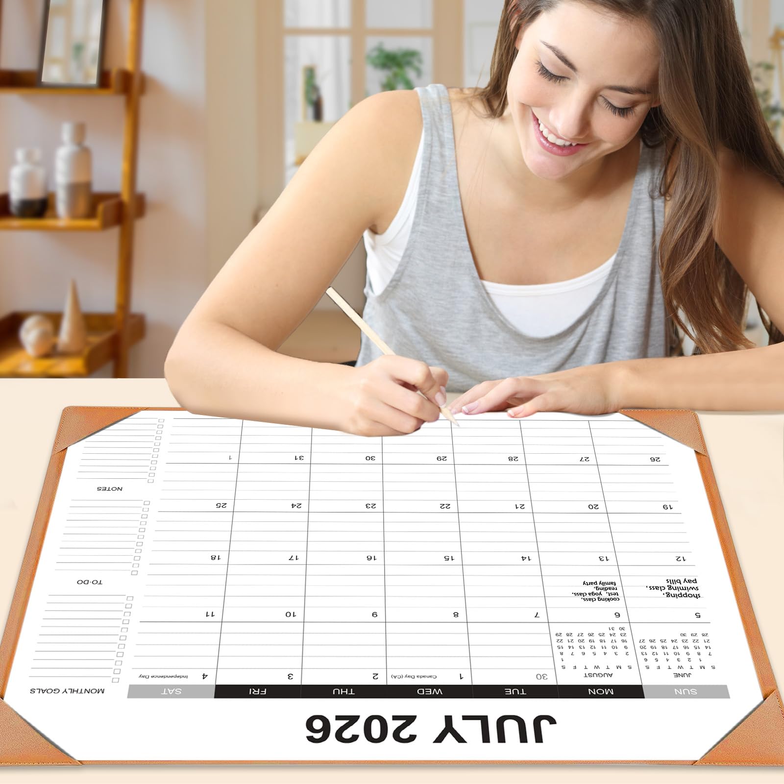 Desk Calendar 2026-2027 with Desk Mat – 22" x 17" Large Desk Pad Calendar Runs from July 2026 to December 2027, Office Supplies Desktop Monthly Calendar for Home & Office
