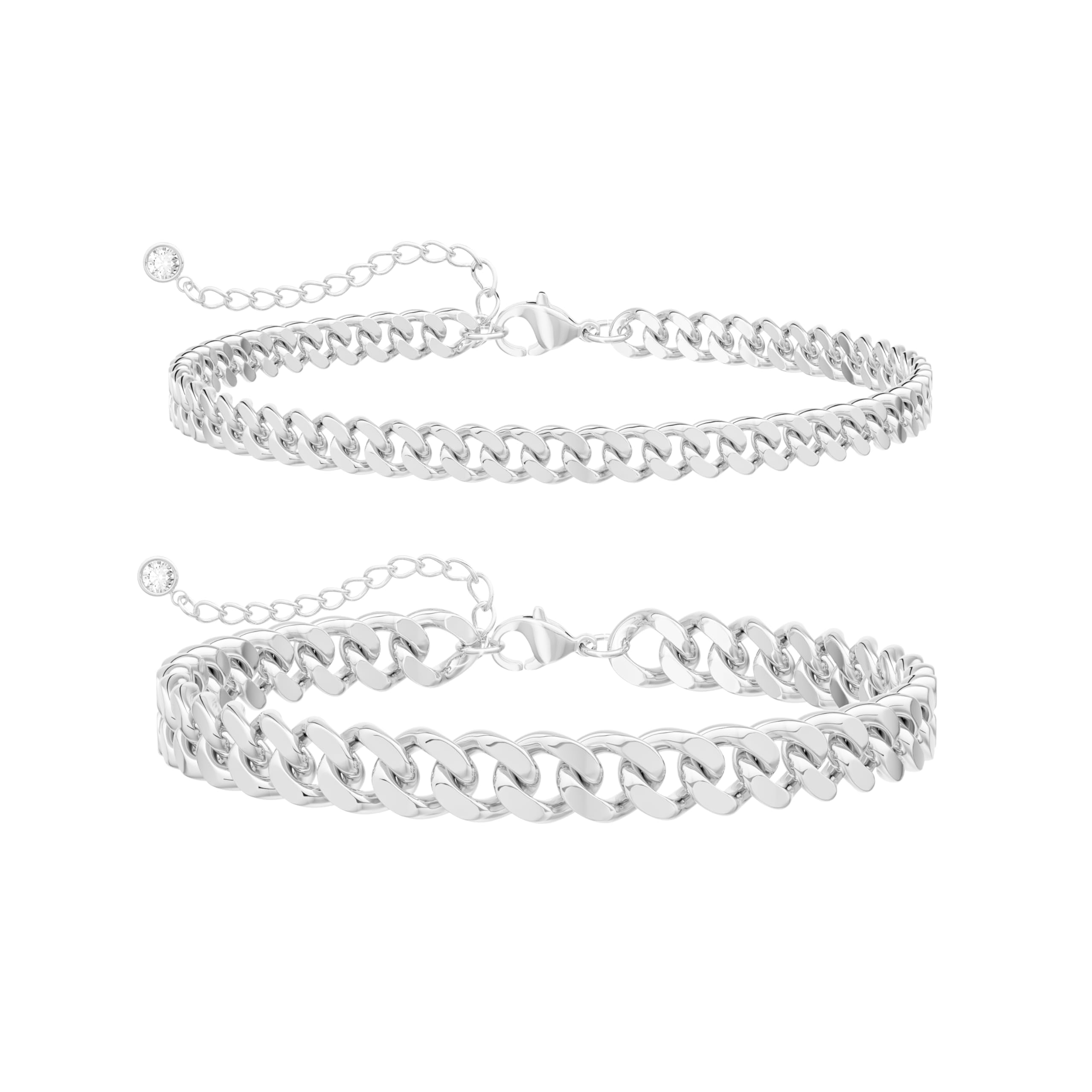 Gold Ankle Bracelets for Women Waterproof - Dainty Gold Anklets Trendy Layered 14K Gold/Silver Plated Stackable Chunky Cuban Link Chian Anklet Bracelet Set for Women Non Tarnish Beach Jewelry Gift