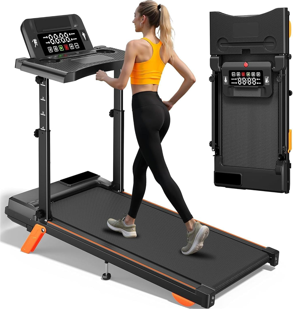 Walking Pad Treadmills for Home - Foldable Treadmill with Handle Bar, 4 Levels Height, 12% Incline, Stand Desk