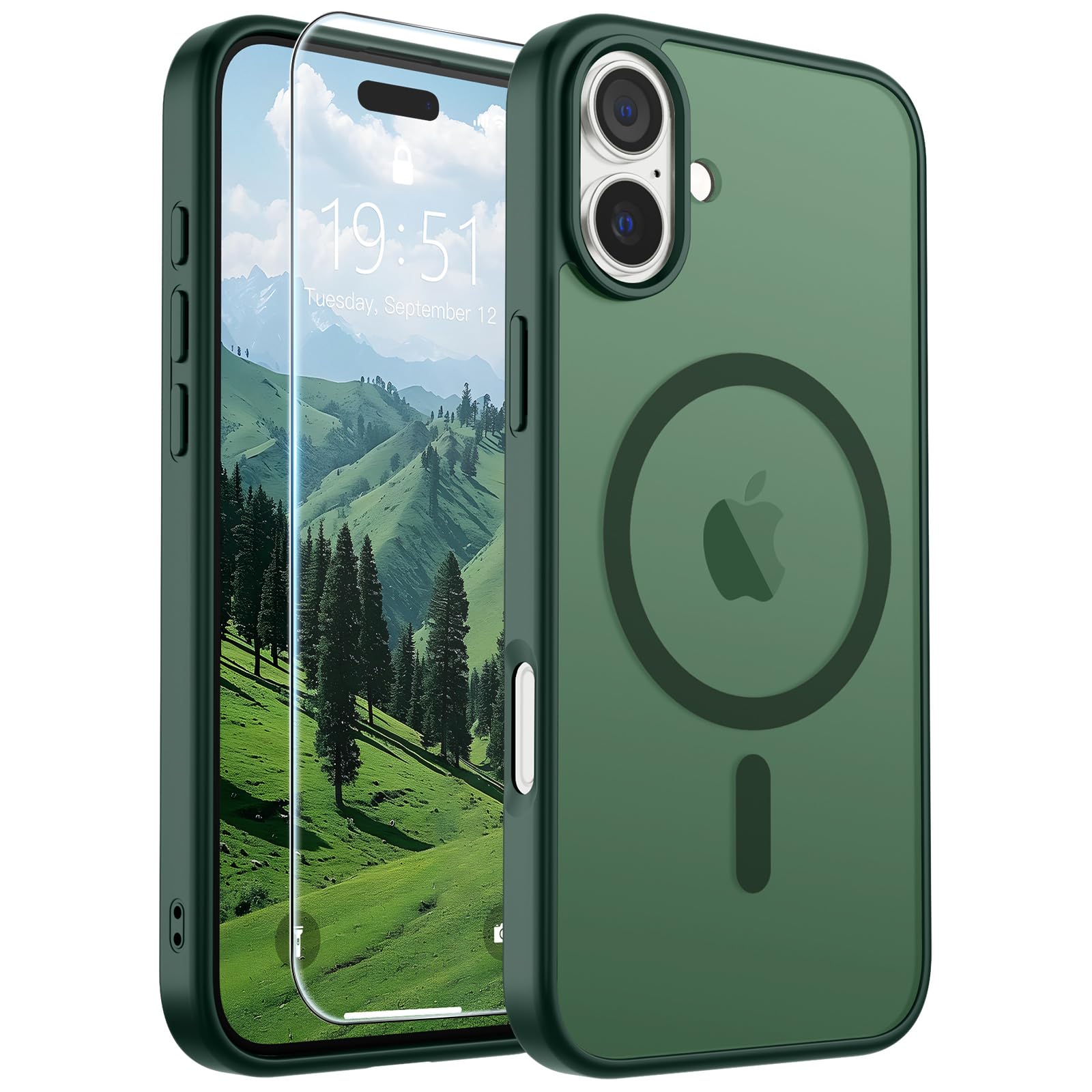 SUPFINE Magnetic for iPhone 17 Pro Max Case with Screen Protector (Compatible with MagSafe)(Military Grade Drop Protection) Translucent Matte Phone Cover,Dark Blue