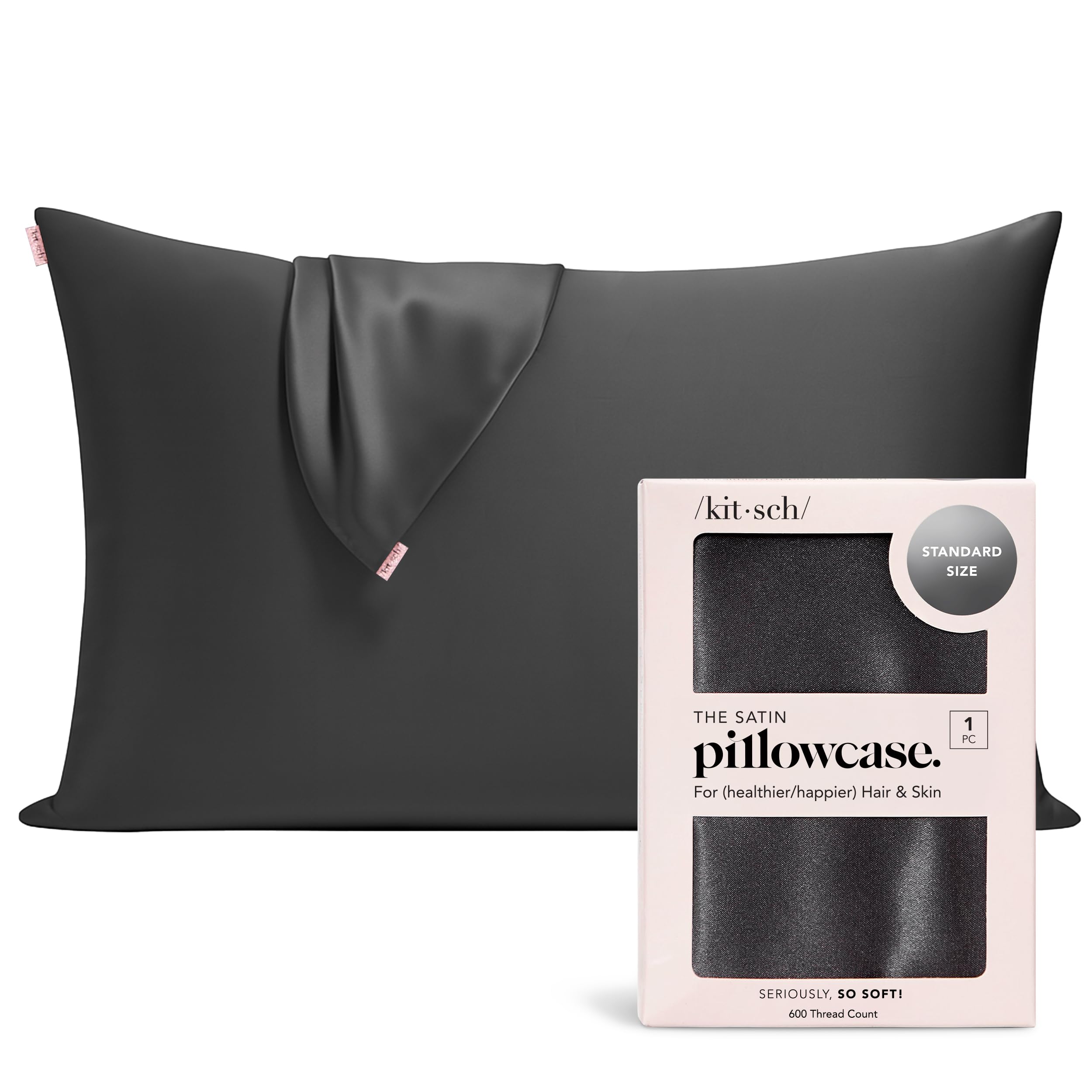 Kitsch Satin Pillowcase with Zipper - Standard Size, Leopard | Softer Than Silk Pillow Cases, Smooth Cooling Satin Pillow Case for Hair and Skin, Wrinkle-Free, Machine Washable