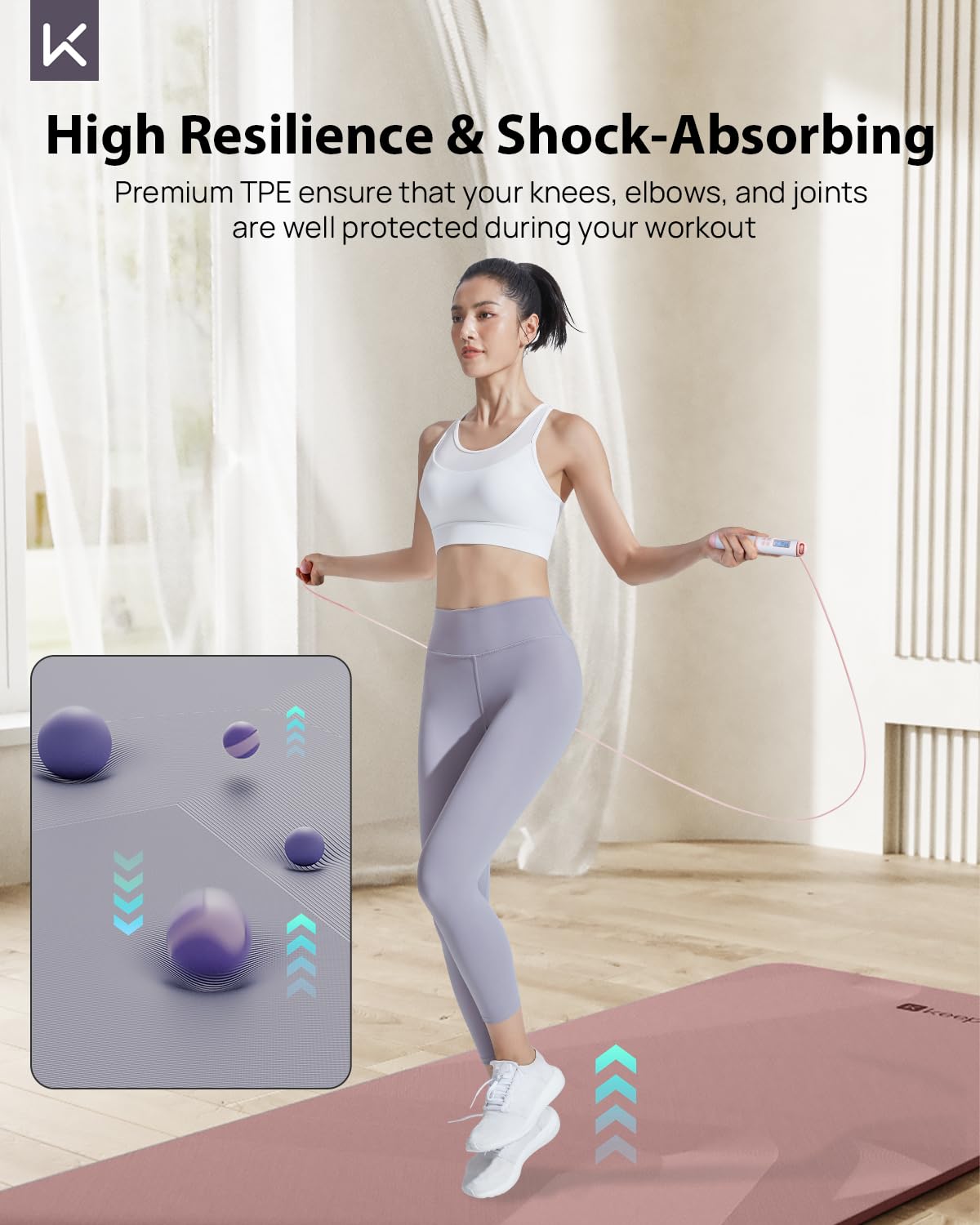 KEEP Extra Wide Yoga Mat, 7mm Thick 72" x 32" Exercise Mat | 7mm thick Extra wide yoga mat with carry strap for home workout, yoga, exercise and Pilates
