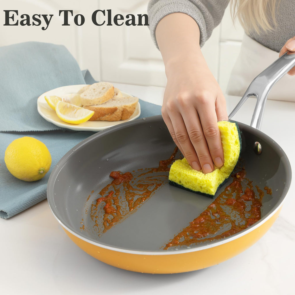 Ceramic Cookware Set, Pots & Pans Set, 10PC for RV and Apartment | Include saucepan, saute pan, stockpot, frying pans, oven safe to 480°F, dishwasher safe, non-toxic PFAS free, induction bases