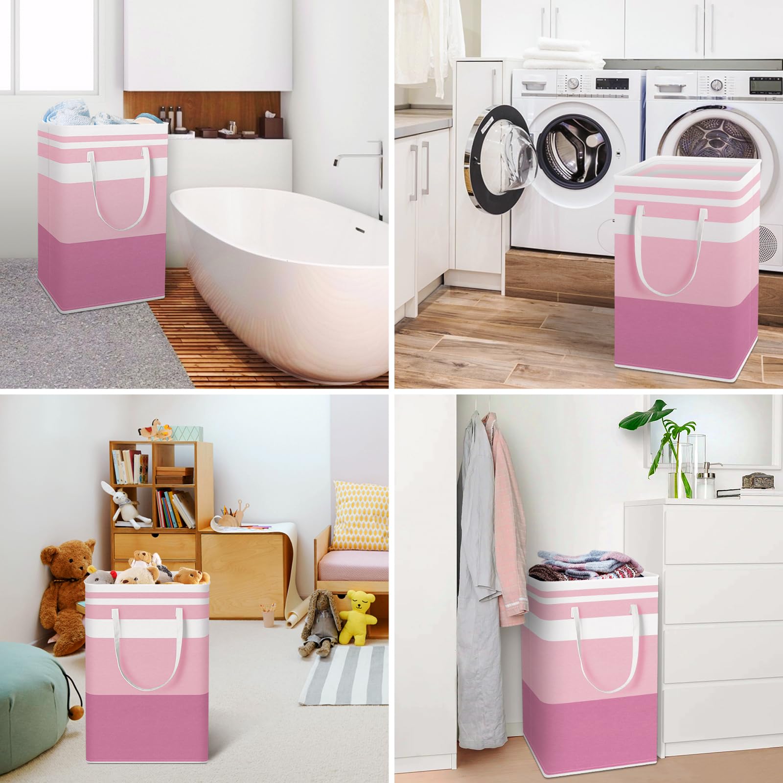 HomeHacks 2 Pack Large Laundry Baskets, Waterproof, Freestanding Laundry Hampers, Collapsible Clothes Hamper with Reinforced Handles in Laundry Room, College Dorm, Bathroom, Bedroom (Grey, 75Lx2)