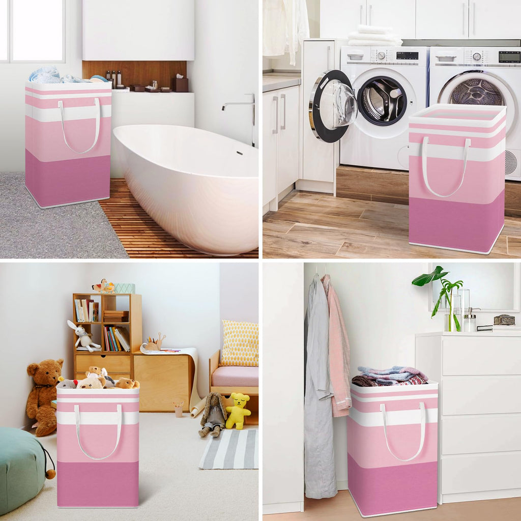 HomeHacks 2 Pack Large Laundry Baskets, Waterproof, Freestanding Laundry Hampers, Collapsible Clothes Hamper with Reinforced Handles in Laundry Room, College Dorm, Bathroom, Bedroom (Grey, 75Lx2)