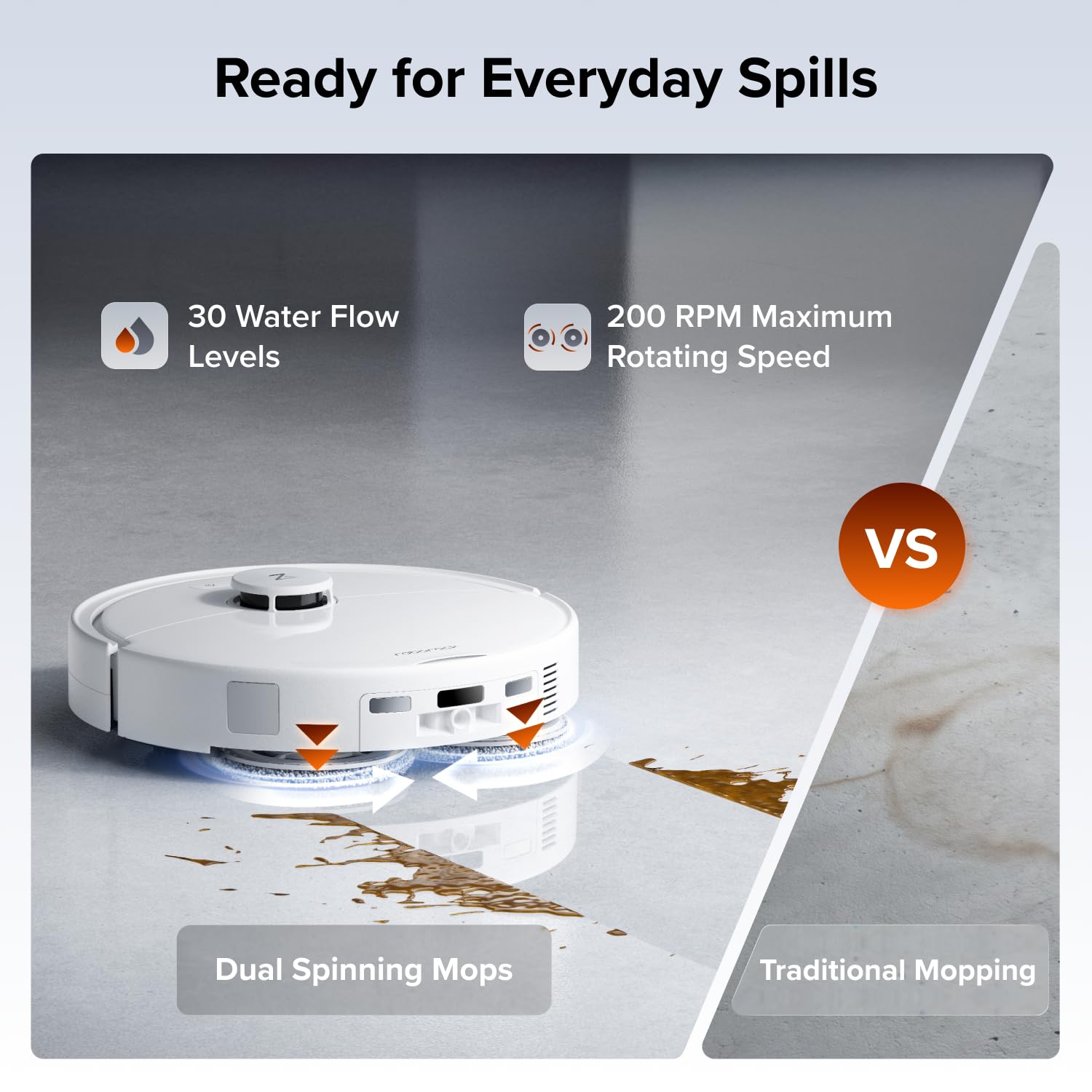 roborock Qrevo S5V Robot Vacuum and Mop, FlexiArm Edge Mopping, 12,000Pa Suction, Dual Zero-Tangle System, Smart Obstacle Avoidance, 10mm Mop Lifting, Auto Mop Washing&Drying, Self-Emptying&Refilling