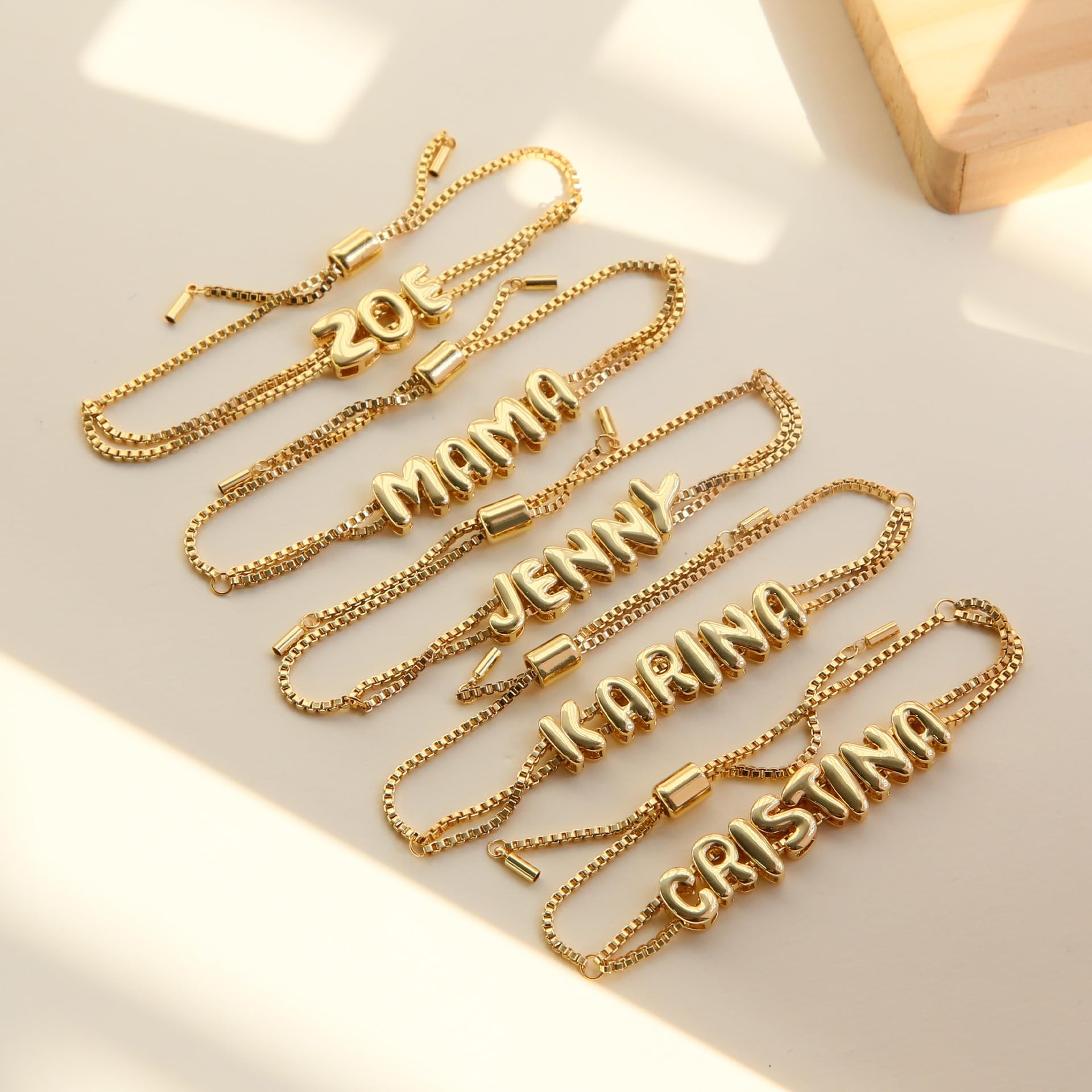 Personalized Name Bracelet for Women | Custom Bubble Letter, Jewelry Gift for Mom, Bridesmaid, Girlfriend