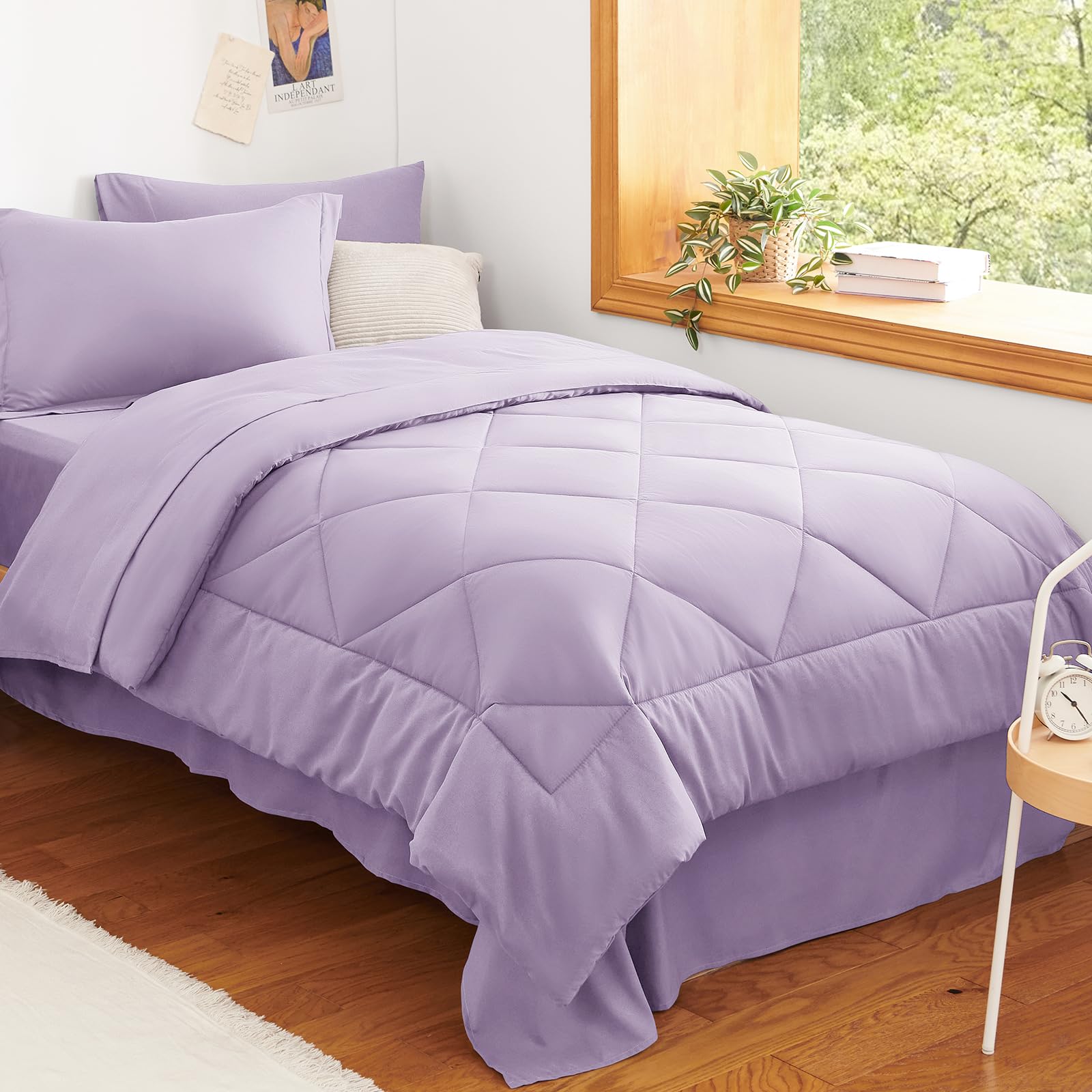 CozyLux Twin XL Comforter Set Black - 5 Pieces Twin Extra Long Bed in a Bag for College Dorm, All Season Bedding Set for Girls and Boys, Soft Bed Set with Comforter, Sheets, Pillowcase & Sham