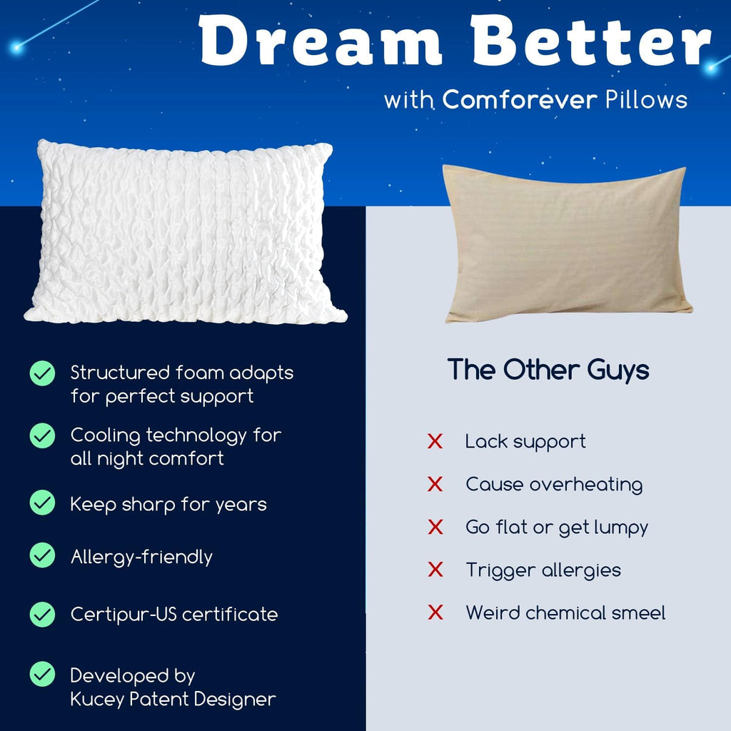 KUCEY Cooling Side Sleeper Pillow for Neck and Shoulder Pain, Luxury Shredded Memory Foam Curved Bed Pillows for Sleeping Set of 1- Adjustable Queen Size- Washable Cover Crescent White