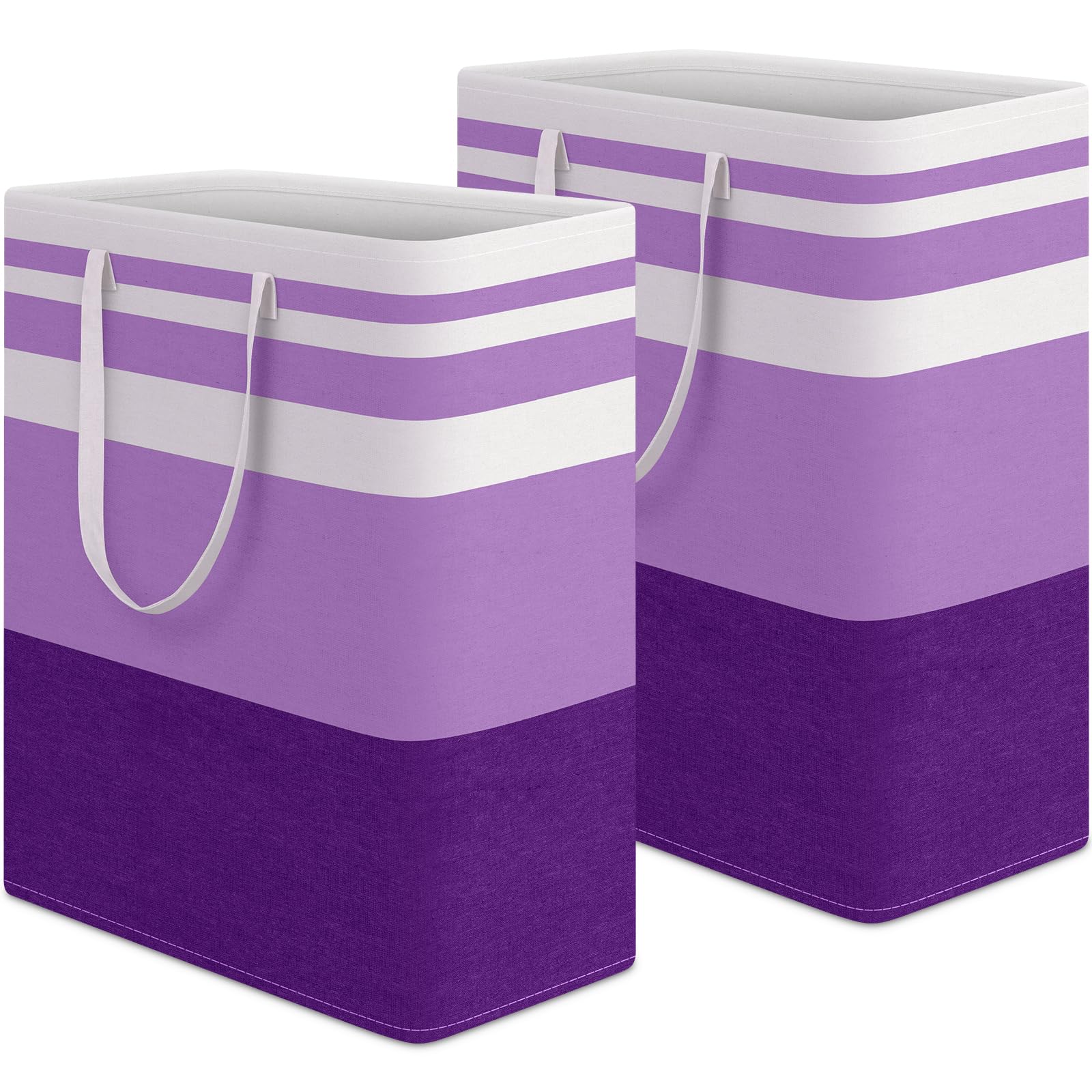 HomeHacks 2 Pack Large Laundry Baskets, Waterproof, Freestanding Laundry Hampers, Collapsible Clothes Hamper with Reinforced Handles in Laundry Room, College Dorm, Bathroom, Bedroom (Grey, 75Lx2)