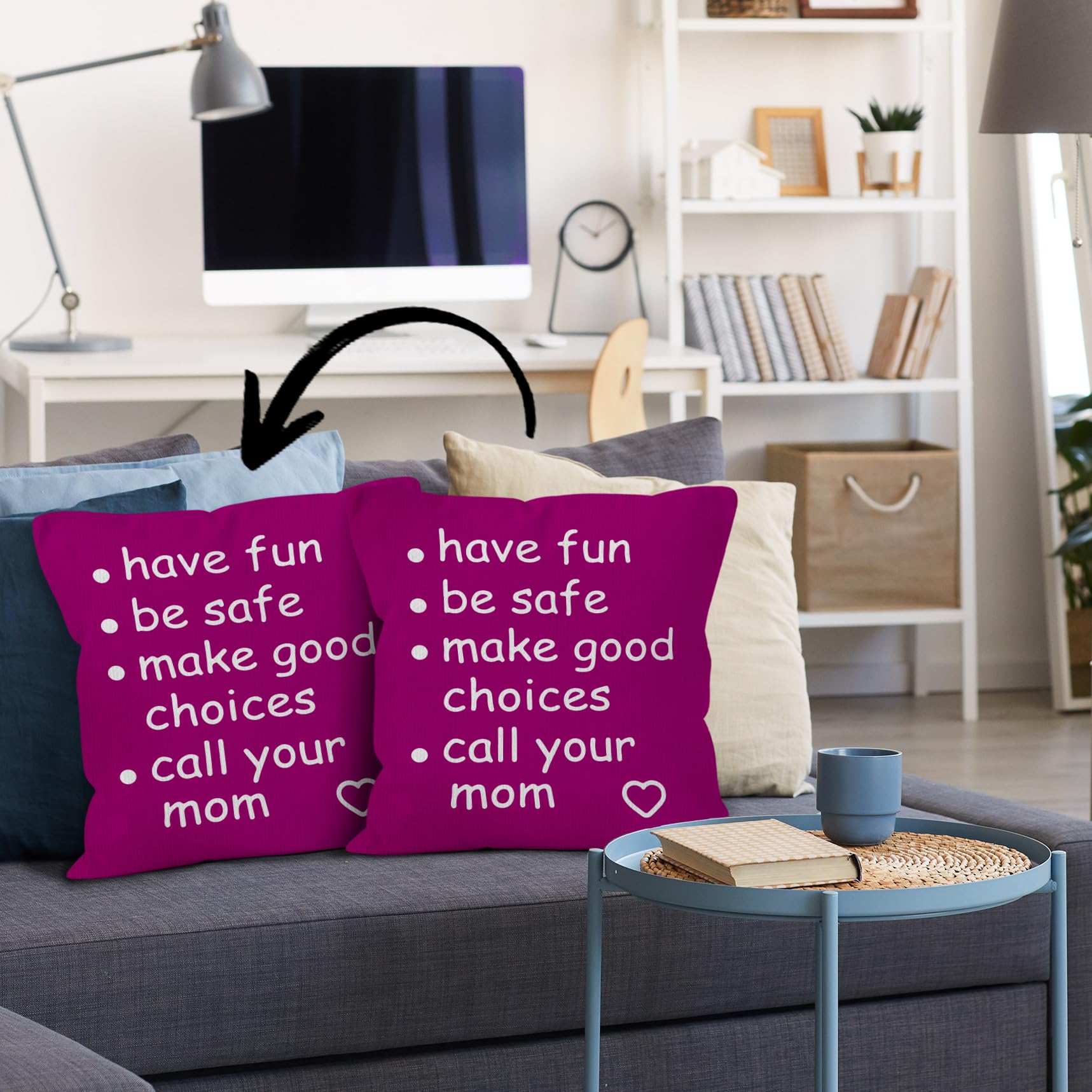HIWX College Dorm Decor,Funny Have Fun Be Safe Make Good Choices Call Your Mom Decorative 18 x 18 Throw Pillow Cover,Call Your Mom Pillow,Throw Pillows for Dorm Bed Room Student Decor Pillowcase