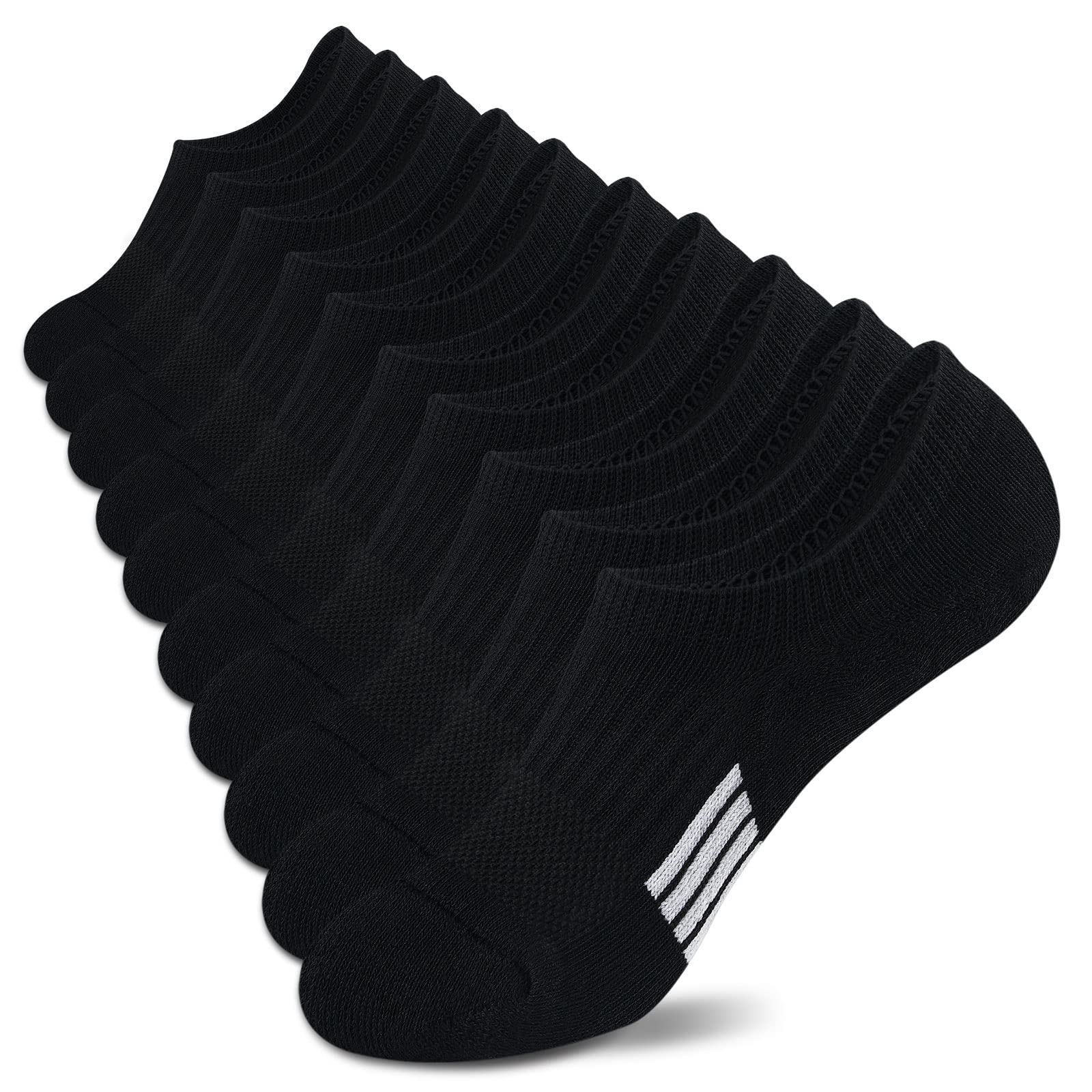 Amutost Womens No Show Socks Anti-Slip Cushioned Breathable 5-10Pairs | Silicone heel grips, Arch compression band, Elastic cuffs, Moisture wicking, Size 6-8/7-9/9-11, Reduces blisters