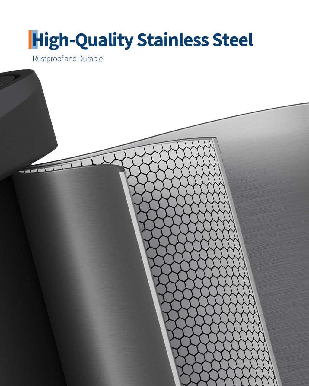 Garvee 13 gal / 50 L Stainless Steel Trash Can with Lid, Large Garbage Can for Kitchen, Rustproof Step-on Kitchen Metal Trash Bin with Liner Rim, Rear Handle, Soft Close Plastic Lid, Silver