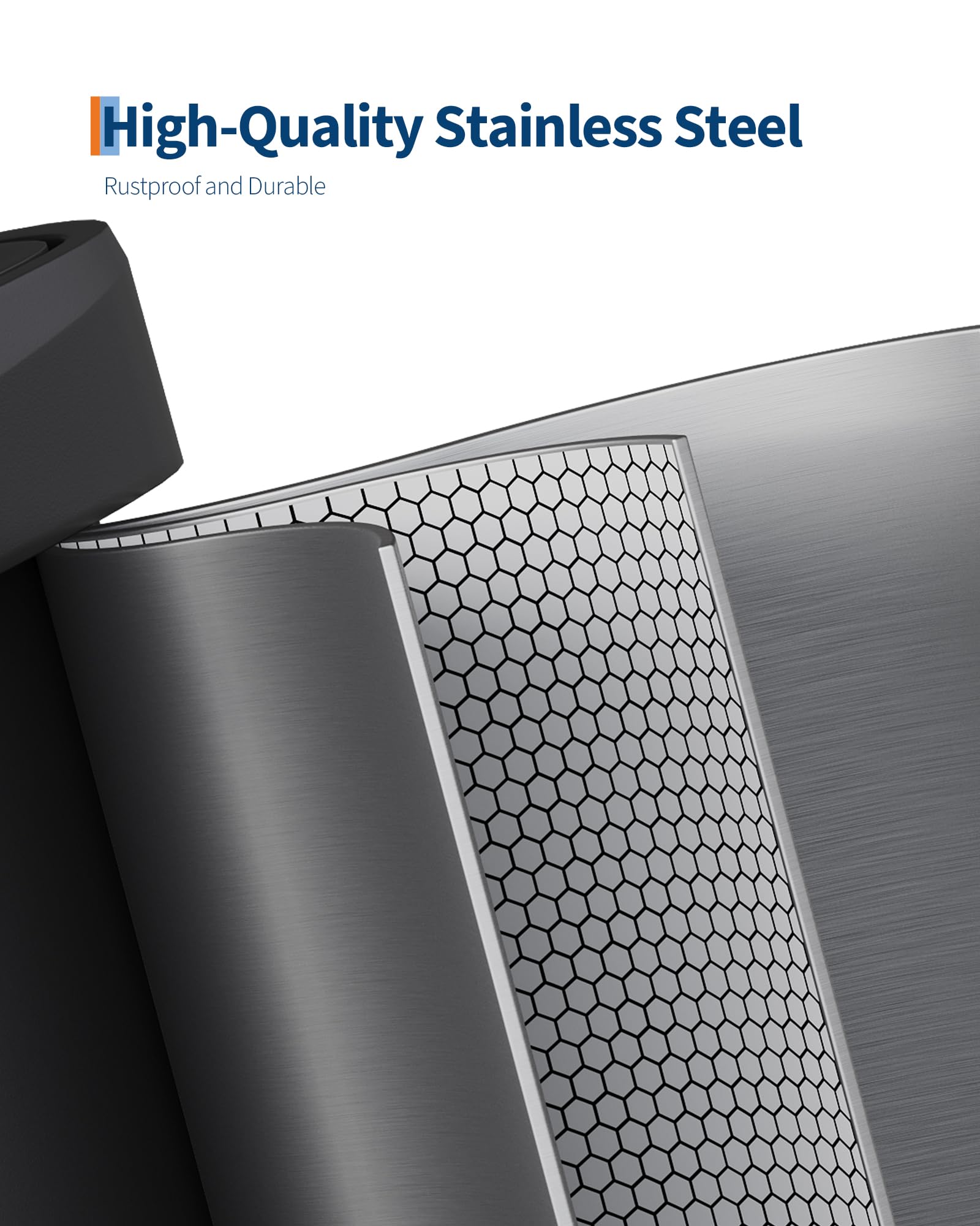Garvee 13 gal / 50 L Stainless Steel Trash Can with Lid, Large Garbage Can for Kitchen, Rustproof Step-on Kitchen Metal Trash Bin with Liner Rim, Rear Handle, Soft Close Plastic Lid, Silver