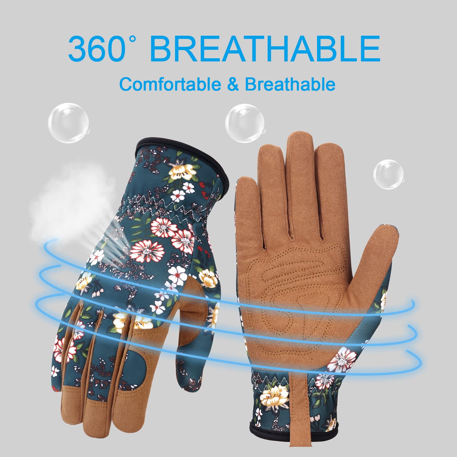 Bamllum Leather Gardening Gloves for Women - Working Gloves for Weeding, Digging, Planting, Raking and Pruning