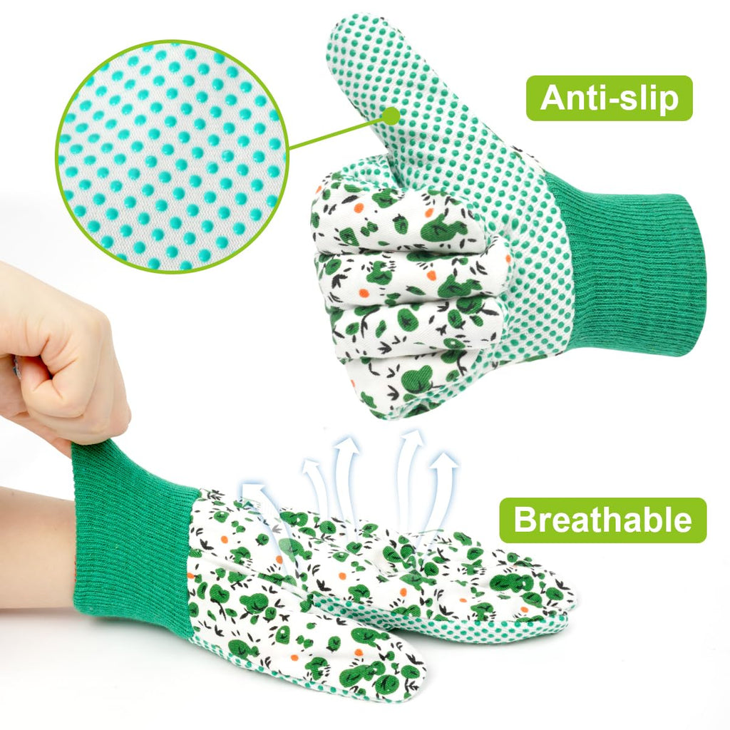 Ainiv Floral Gardening Gloves for Women/Ladies, Non-Slip Garden Work Gloves,Breathable Yard Work Glove Light Working Gloves