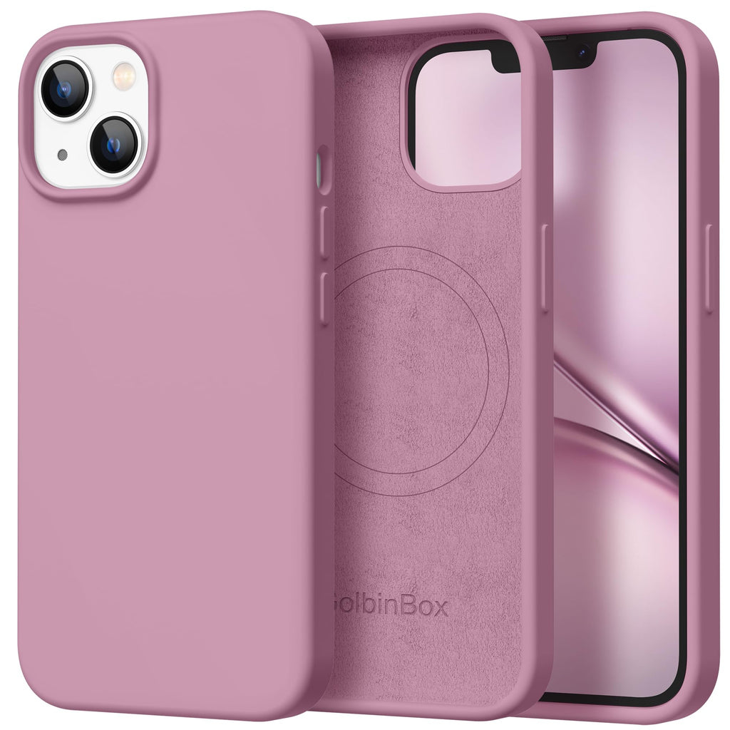 GolbinBox Magnetic for iPhone 17 Pro Max Case, Compatible with MagSafe, [Full Camera Protection] [Screen Protector], Silicone Shockproof Phone Cover with Anti-Scratch Microfiber Lining, Chalk Pink