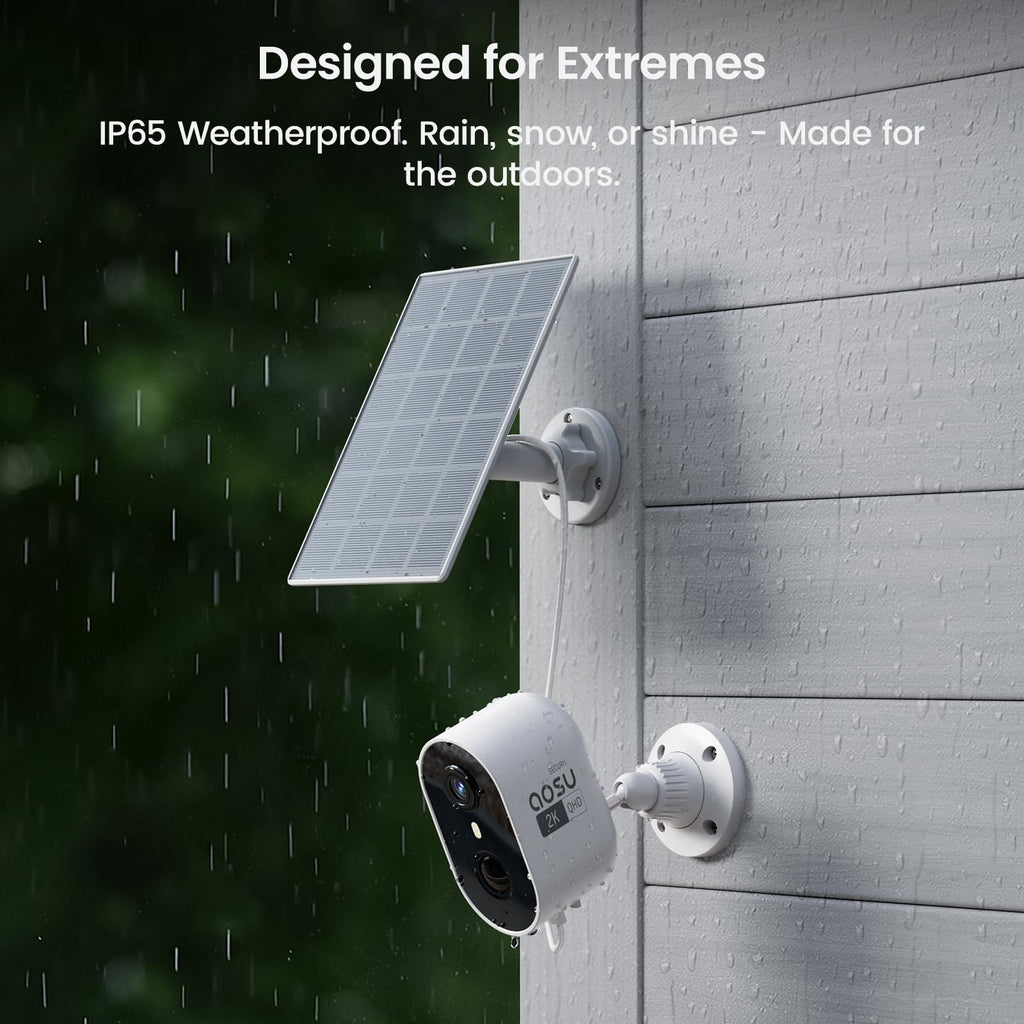 aosu Solar Security Cameras Wireless Outdoor, 2K HD Home Security Camera System, PIR + AI Human Detection, Color Night Vision, Easy to Set Up, Local Storage, No Subscription Required, 4-Cam Kit
