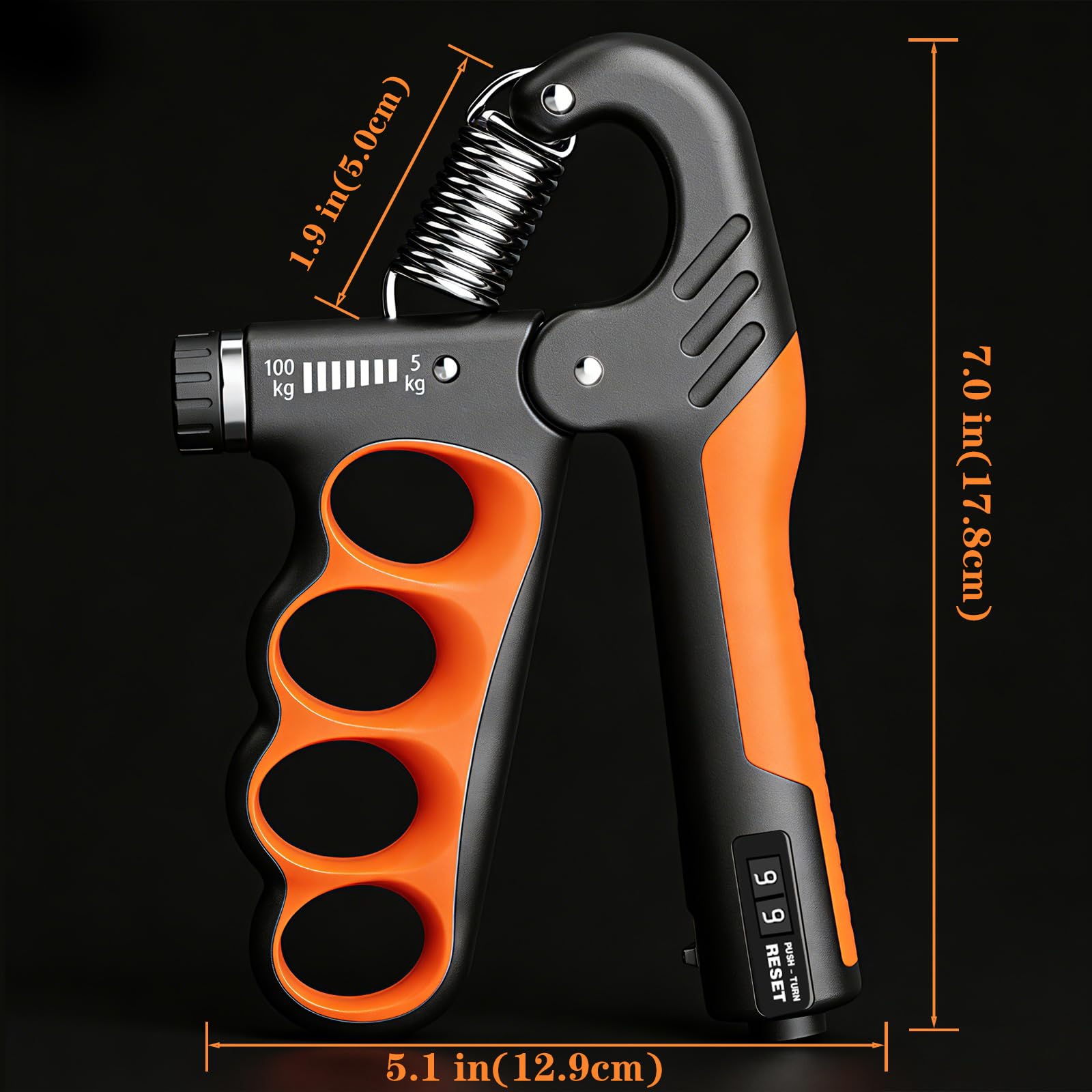 Hand Gripper Strengthener, 11-220LBs Adjustable Resistance Grip Strength Trainer with Counter, Forearm Exerciser for Injury Recovery and Muscle Building