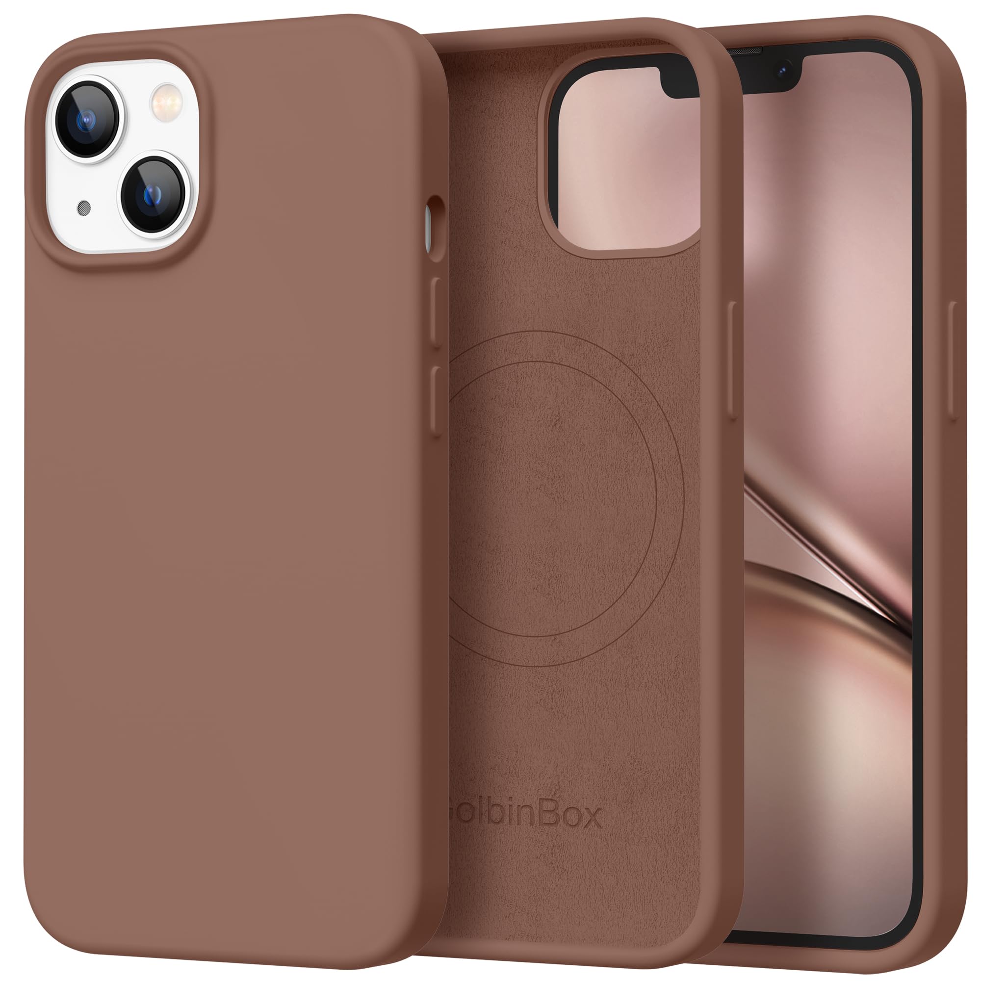 GolbinBox Magnetic for iPhone 17 Pro Max Case, Compatible with MagSafe, [Full Camera Protection] [Screen Protector], Silicone Shockproof Phone Cover with Anti-Scratch Microfiber Lining, Chalk Pink