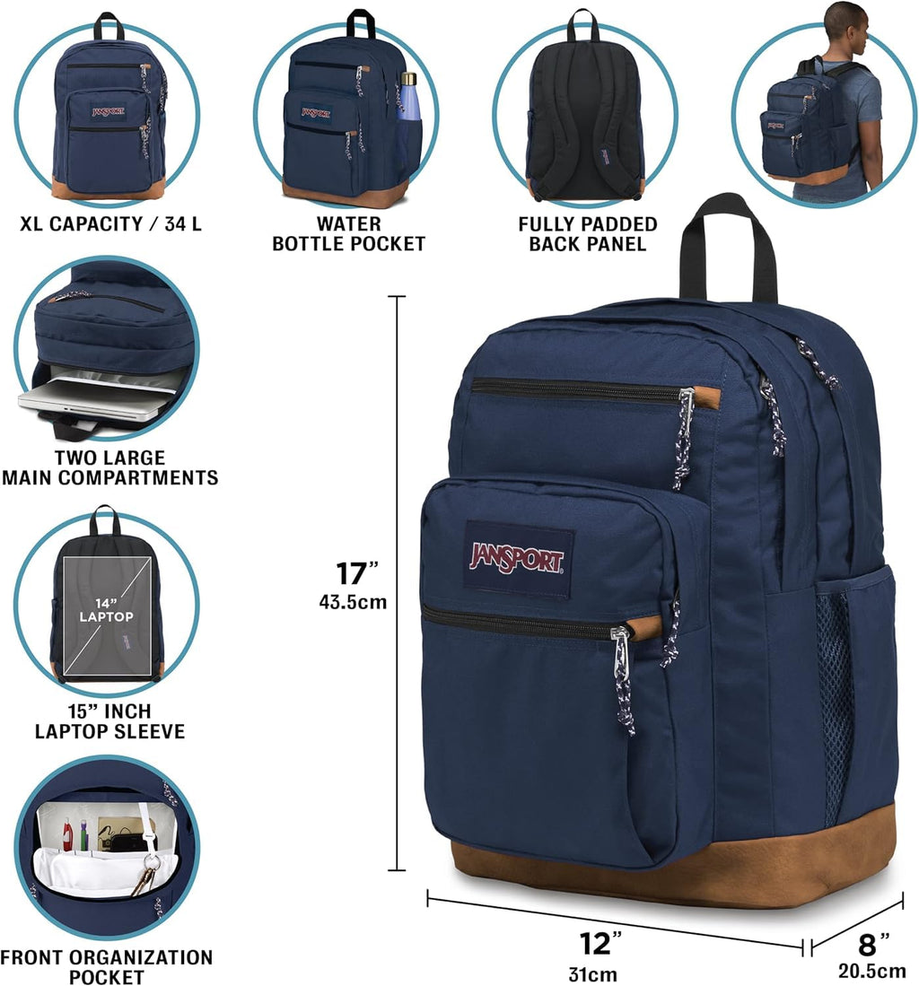 JanSport Cool Backpack, with 15-inch Laptop Sleeve - Large Computer Bag Rucksack with 2 Compartments, Ergonomic Straps, Black