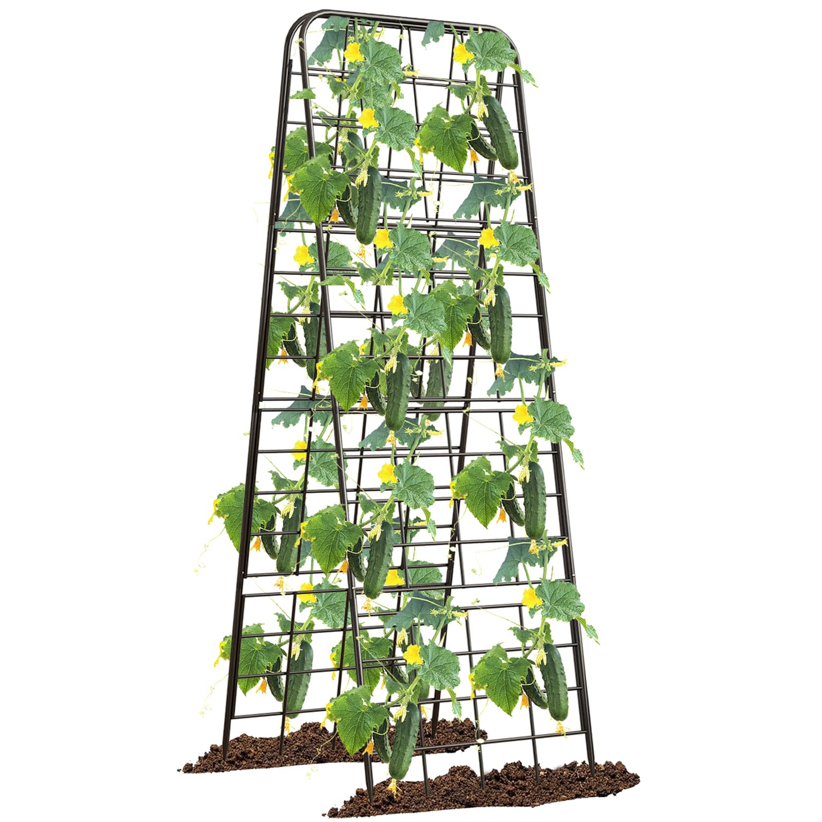 Heavy Duty 50"x17" Adjustable A-Frame Trellis for Climbing Plants – Rust-Proof Metal Garden Trellis with Dense Grid Design, Perfect for Raised Beds, Tomatoes, Cucumbers & Outdoor Vines (Black, 2 Pcs)