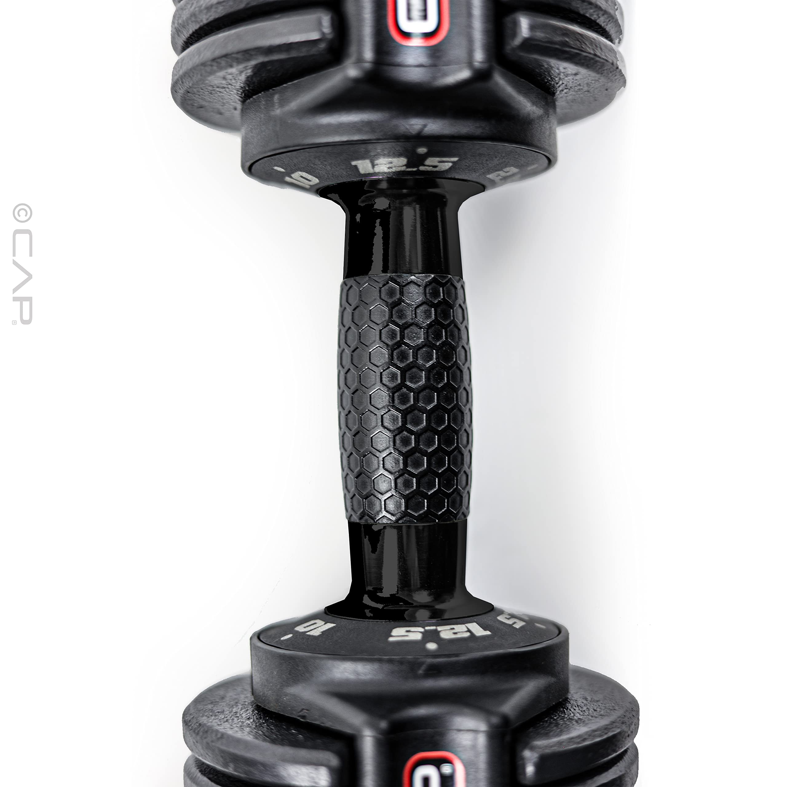 CAP ADJUSTABELL Adjustable Dumbbell Set, Premium Quick Select Adjustable Weights for Strength Training, Singles & Pairs, 12.5 LB, 25 LB & 55 LB, Round & Hex Dumbbells, Multiple Grip Handle Options
