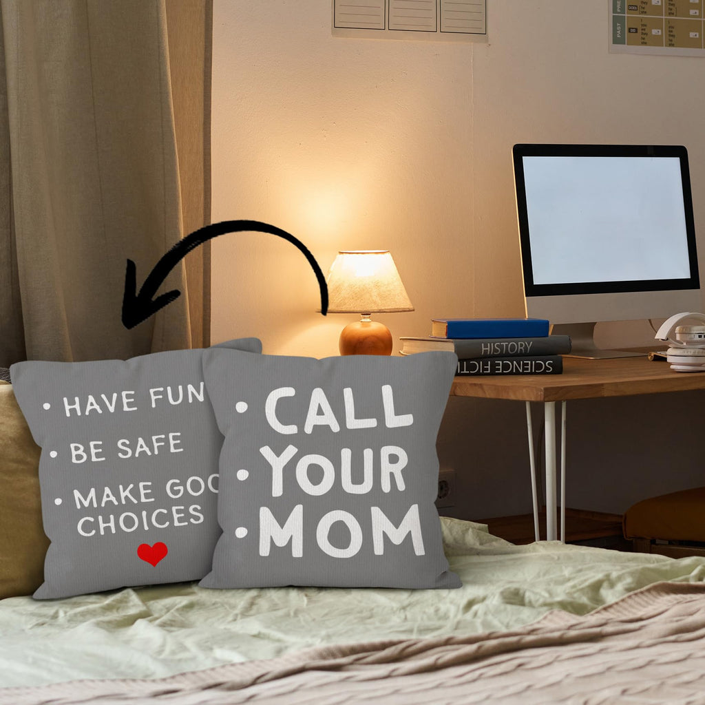 HIWX College Dorm Decor,Funny Have Fun Be Safe Make Good Choices Call Your Mom Decorative 18 x 18 Throw Pillow Cover,Call Your Mom Pillow,Throw Pillows for Dorm Bed Room Student Decor Pillowcase