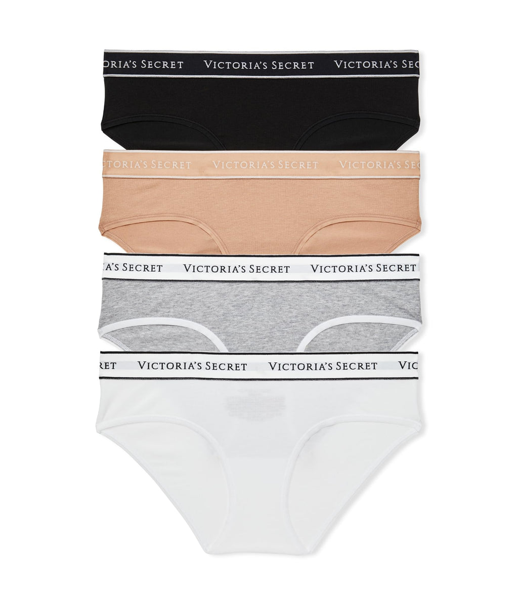 Victoria's Secret Women's Cotton Logo Hipster Underwear, Moderate Coverage Panties for Women, Multi Pack (XS-XXL)