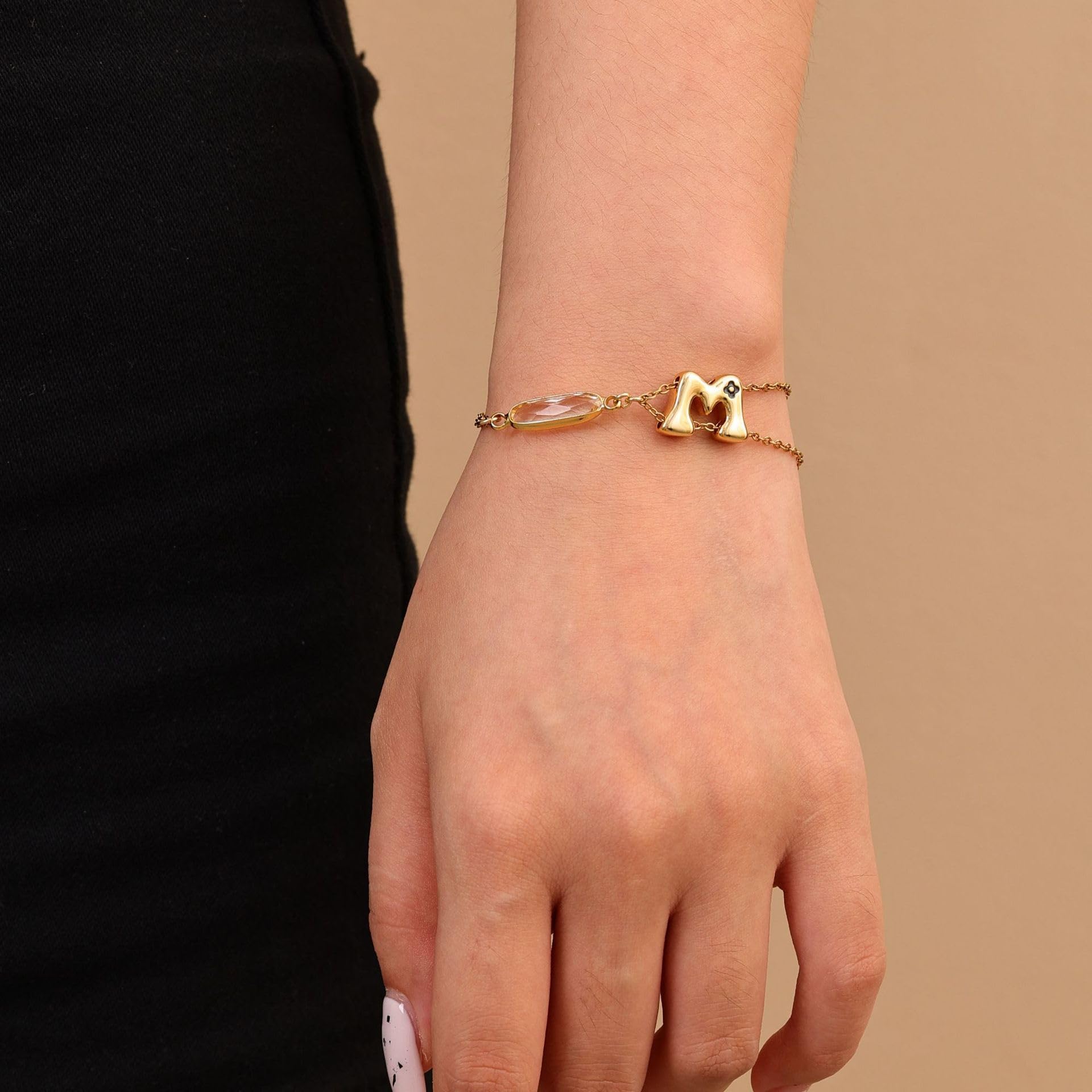 Personalized Name Bracelet for Women | Custom Bubble Letter, Jewelry Gift for Mom, Bridesmaid, Girlfriend
