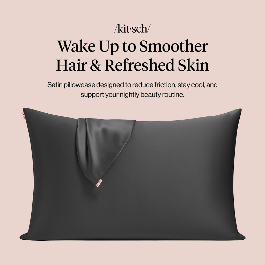 Kitsch Satin Pillowcase with Zipper - Standard Size, Leopard | Softer Than Silk Pillow Cases, Smooth Cooling Satin Pillow Case for Hair and Skin, Wrinkle-Free, Machine Washable