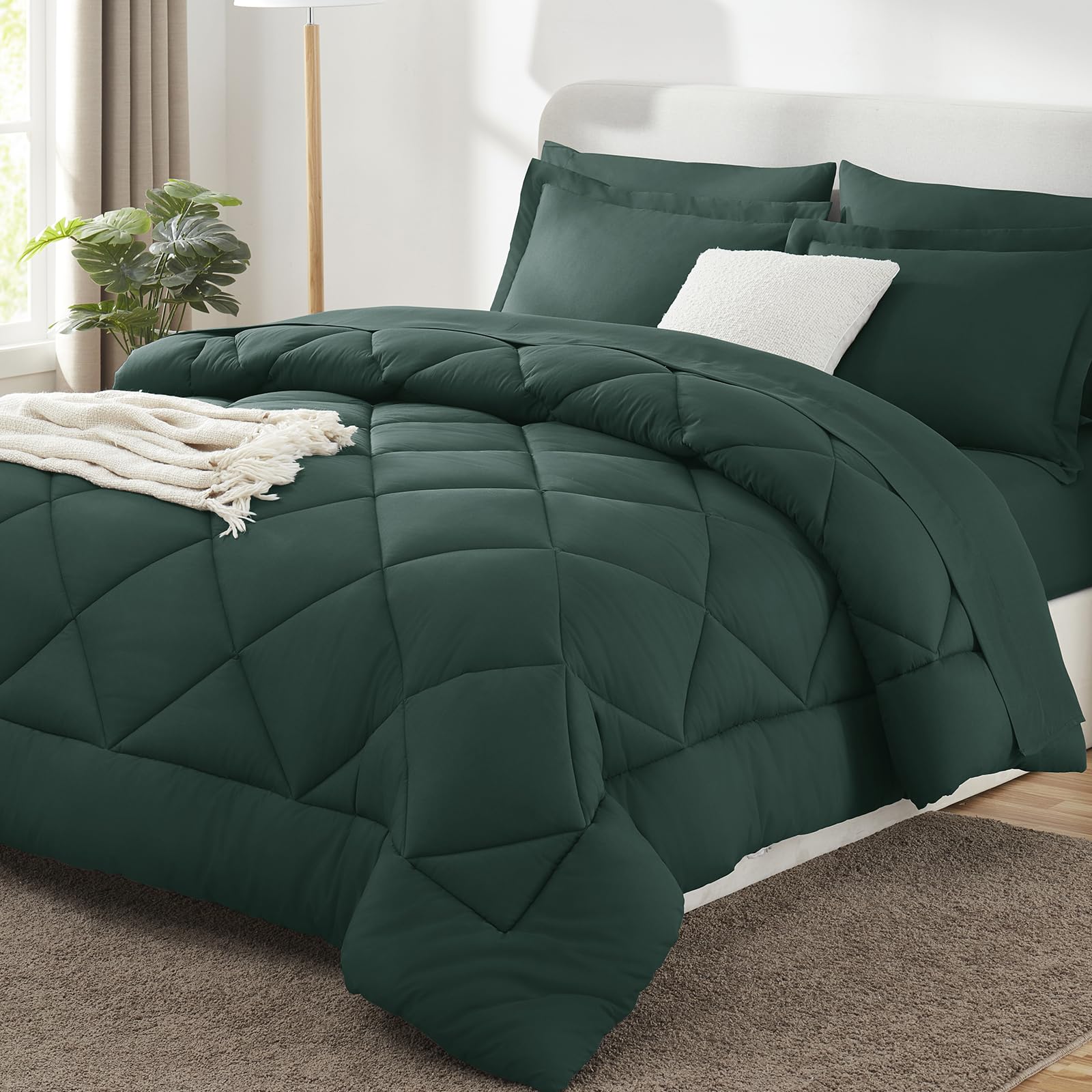 CozyLux Twin XL Comforter Set Black - 5 Pieces Twin Extra Long Bed in a Bag for College Dorm, All Season Bedding Set for Girls and Boys, Soft Bed Set with Comforter, Sheets, Pillowcase & Sham